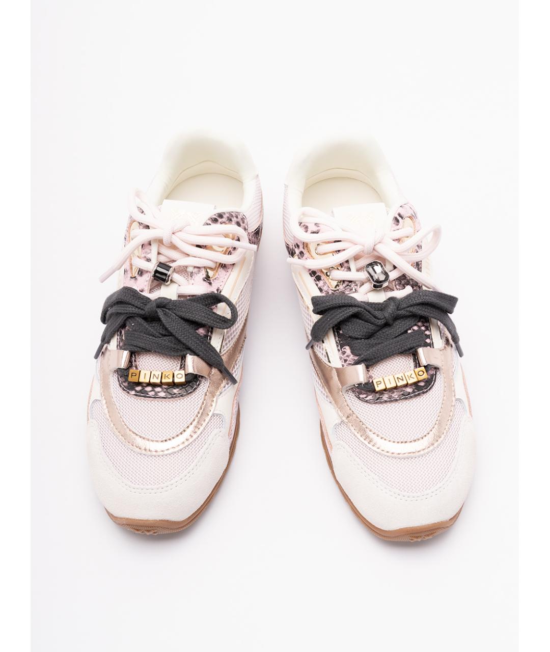 PINKO Бежевые кожаные кроссовки, фото 5