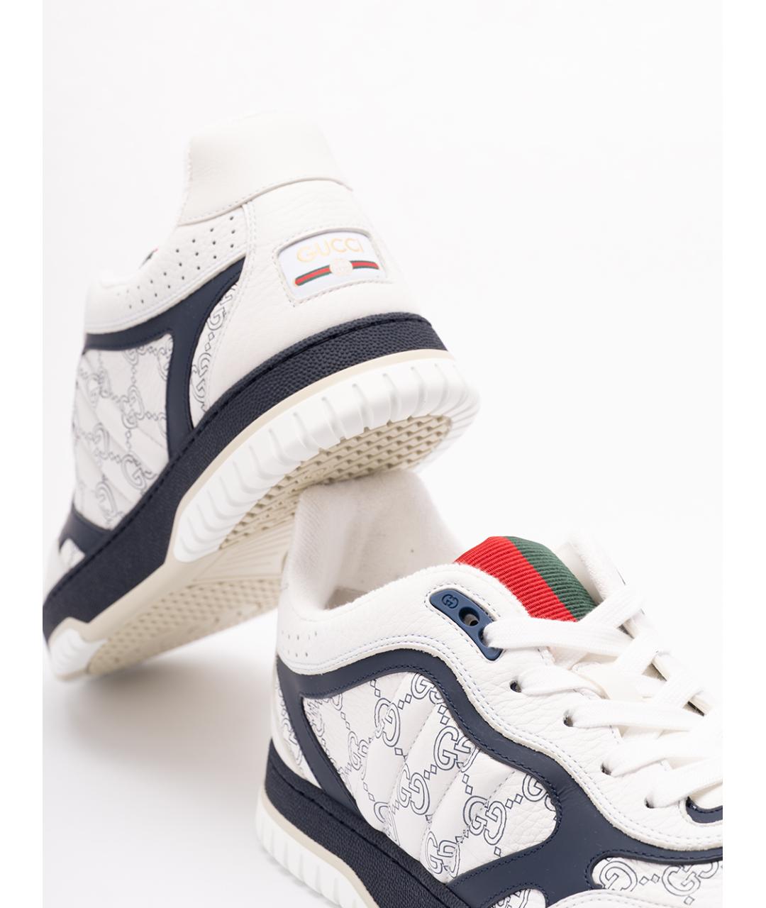 GUCCI Белые кожаные низкие кроссовки / кеды, фото 5