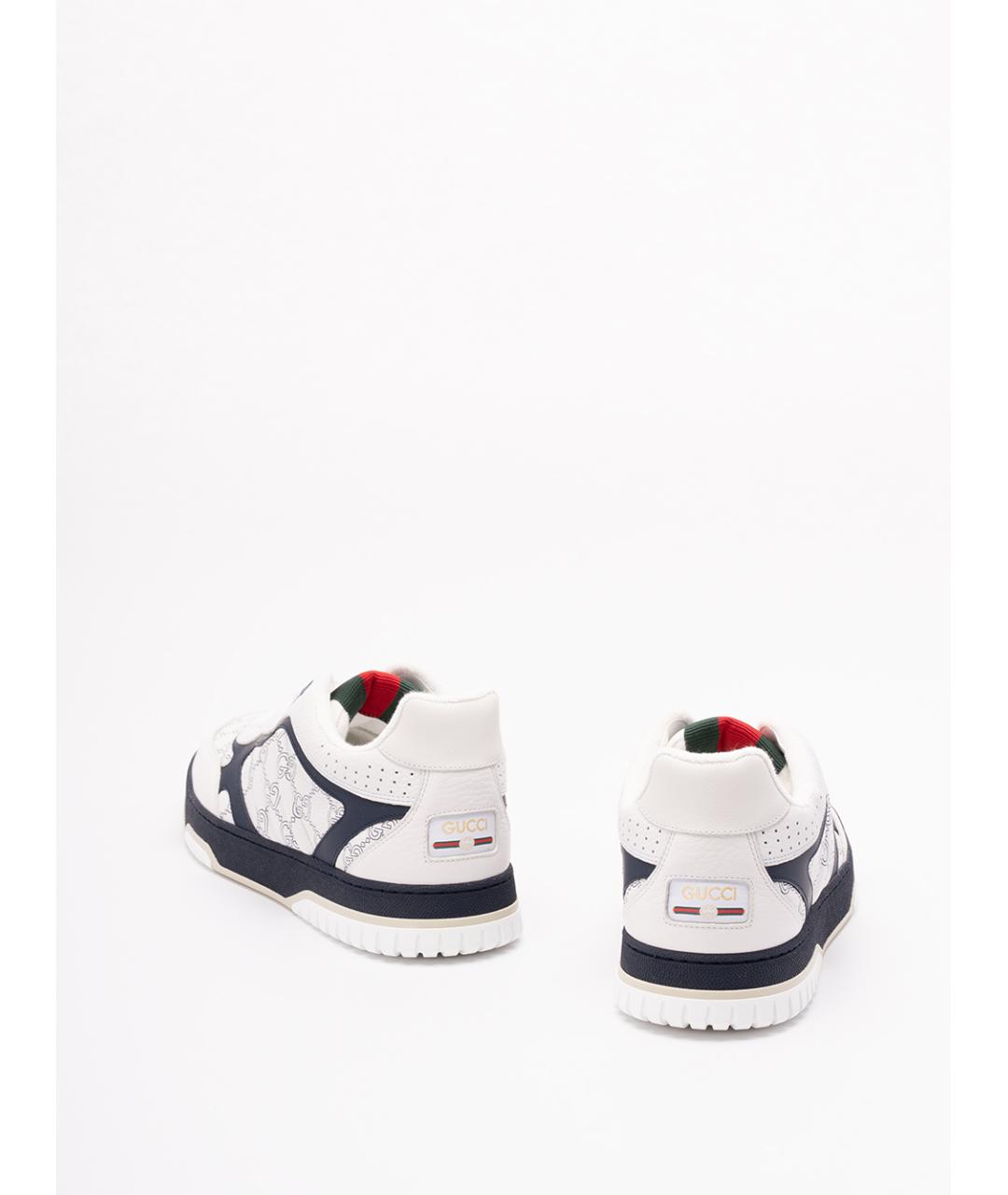 GUCCI Белые кожаные низкие кроссовки / кеды, фото 3