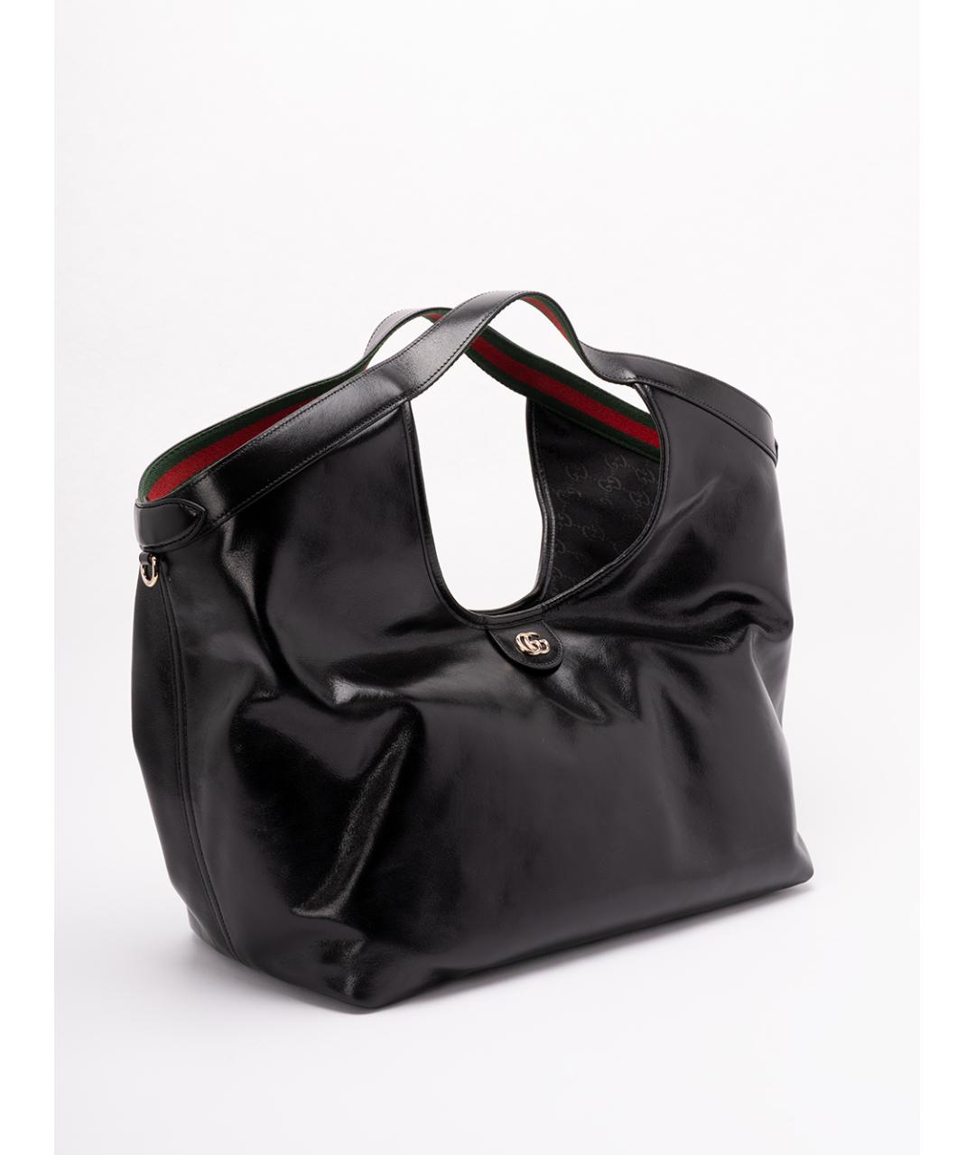 GUCCI Черная кожаная сумка тоут, фото 3