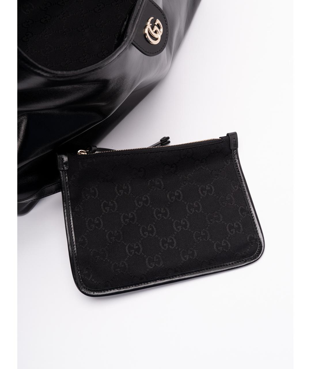 GUCCI Черная кожаная сумка тоут, фото 5