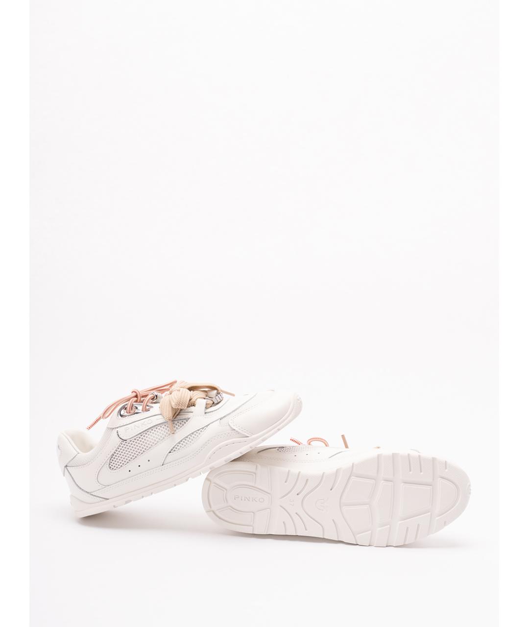 PINKO Бежевые кожаные кроссовки, фото 4