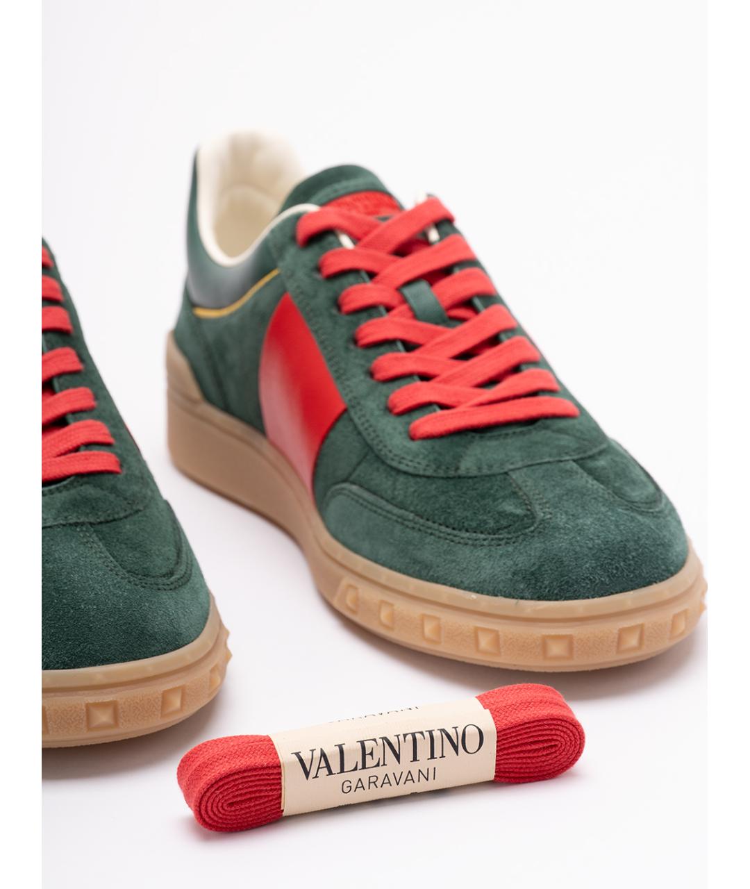 VALENTINO Зеленые кожаные низкие кроссовки / кеды, фото 5