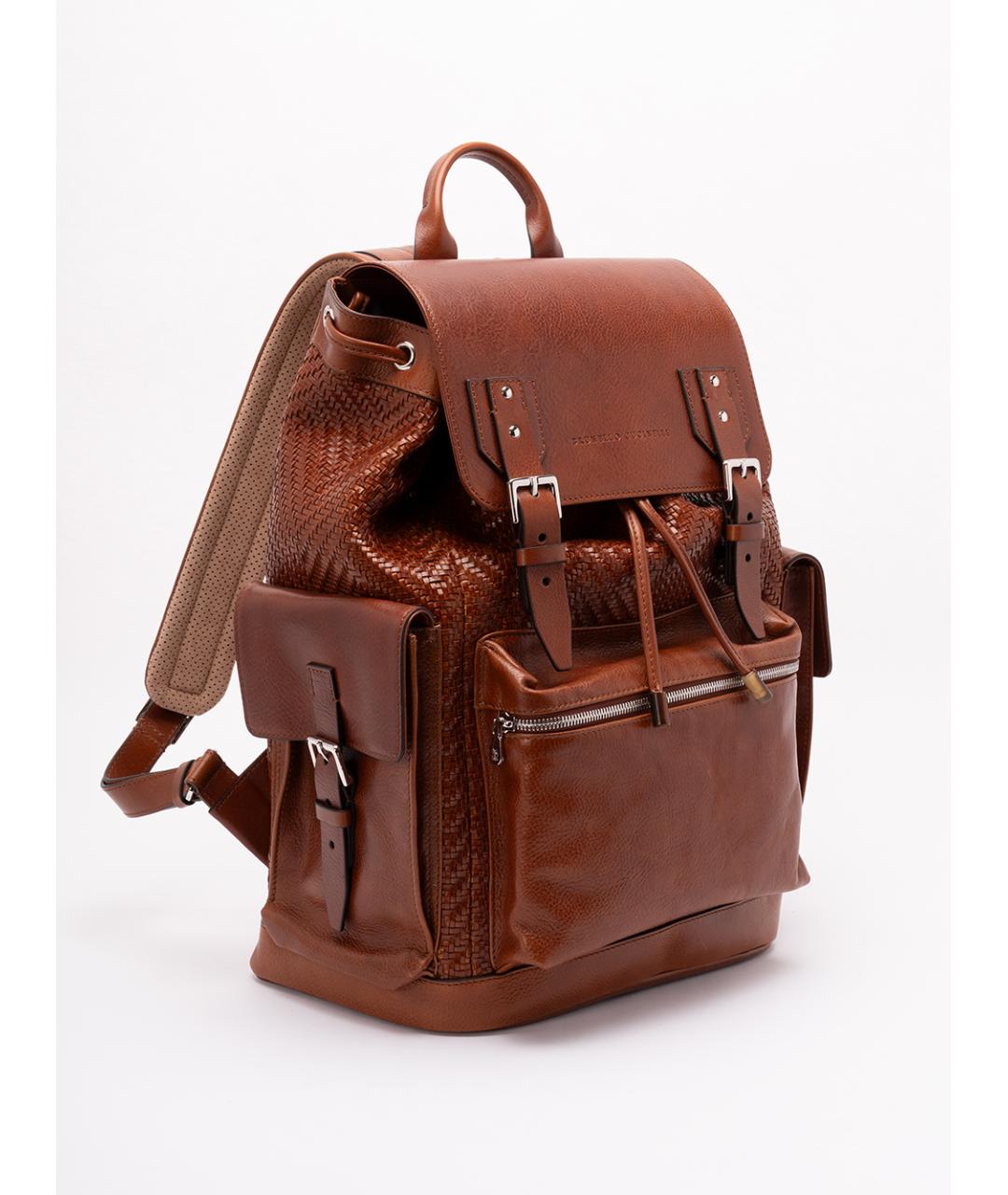 BRUNELLO CUCINELLI Коричневый кожаный рюкзак, фото 3