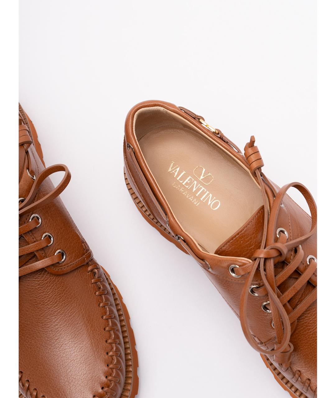 VALENTINO Коричневые кожаные низкие ботинки, фото 5