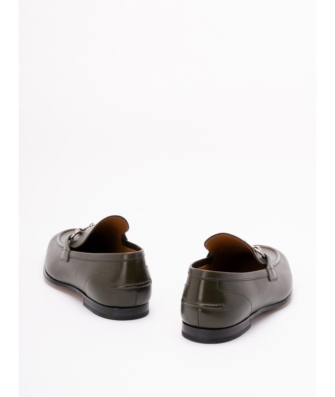 GUCCI Хаки кожаные лоферы, фото 3