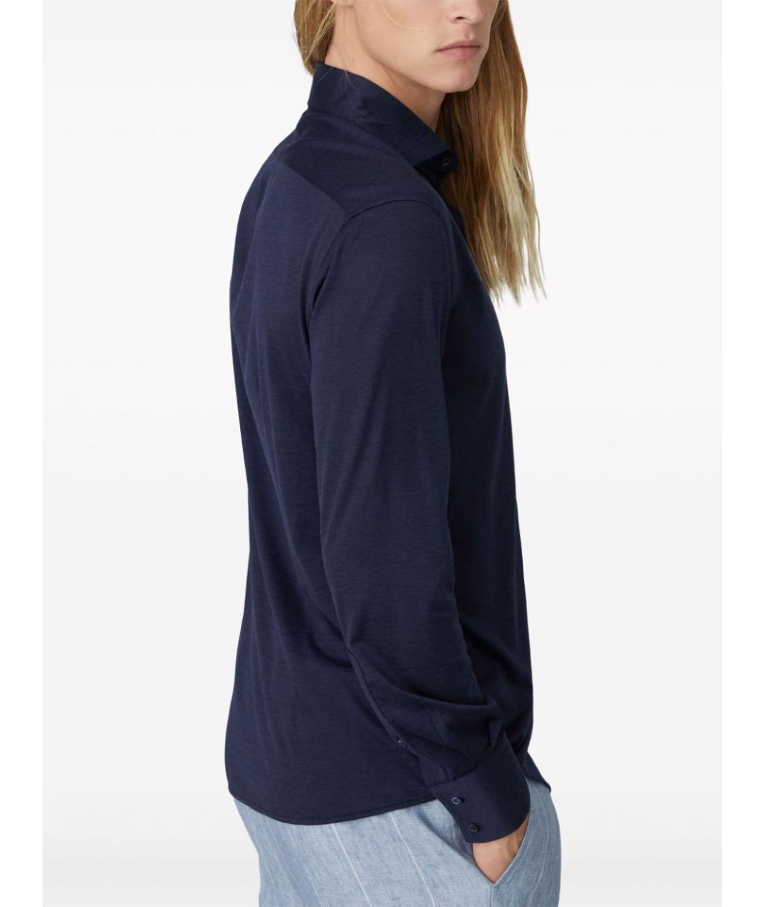 BRUNELLO CUCINELLI Темно-синяя шелковая кэжуал рубашка, фото 2