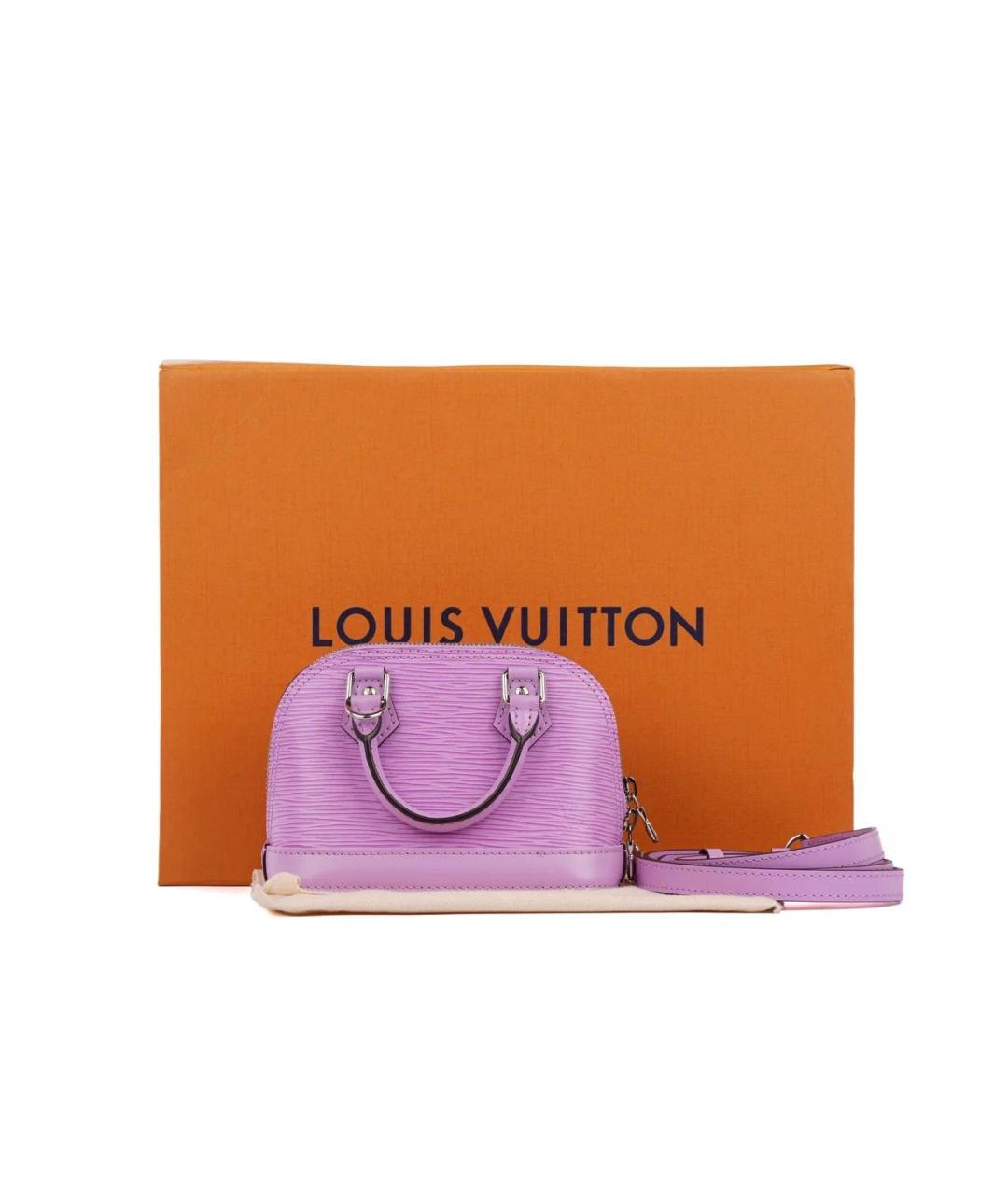 LOUIS VUITTON Фиолетовая кожаная сумка с короткими ручками, фото 2