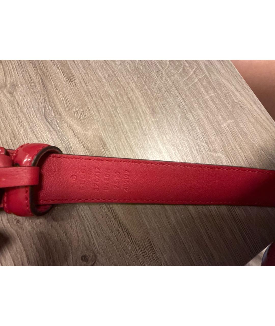 GUCCI Бордовый ремень из лакированной кожи, фото 3