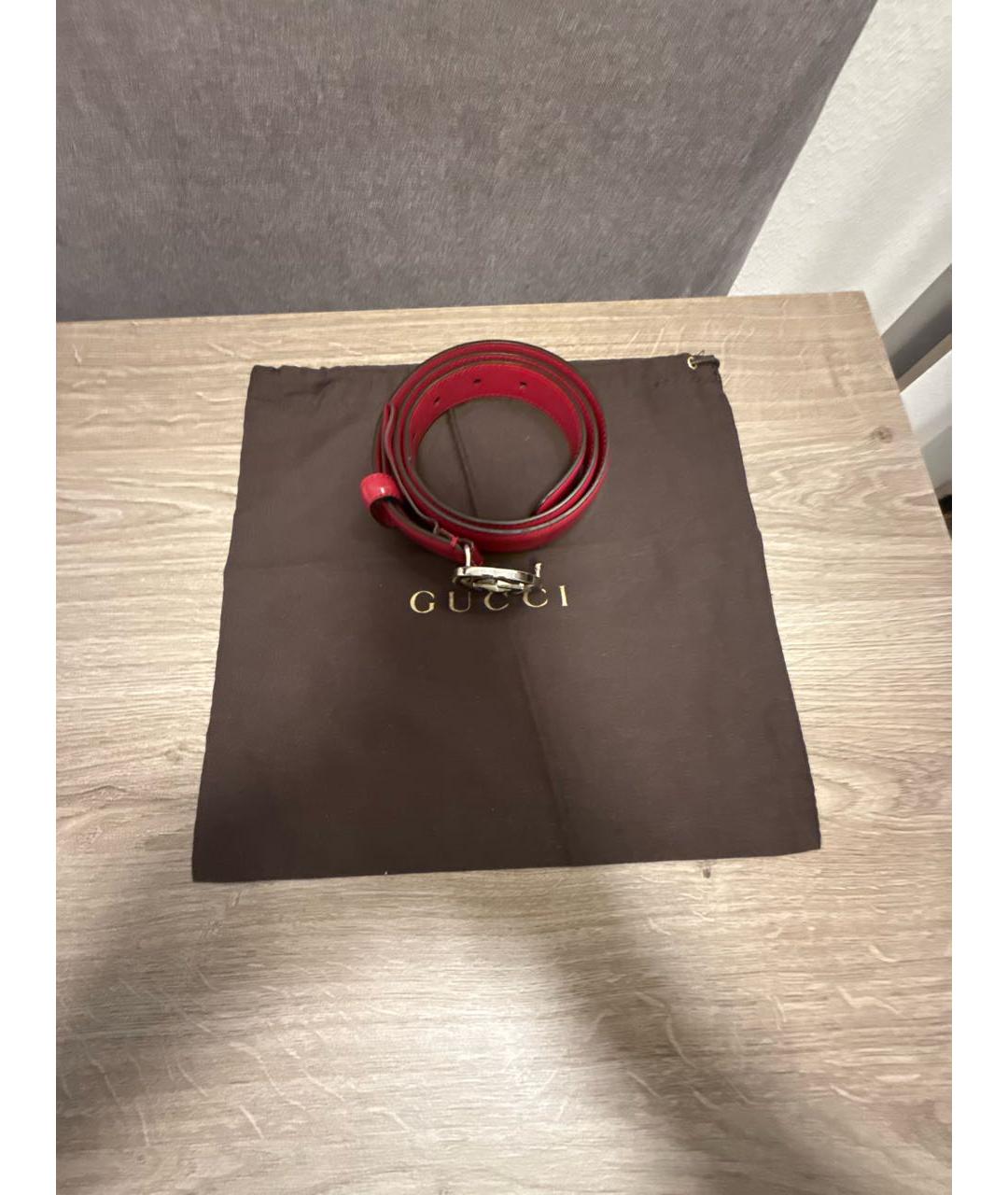 GUCCI Бордовый ремень из лакированной кожи, фото 4