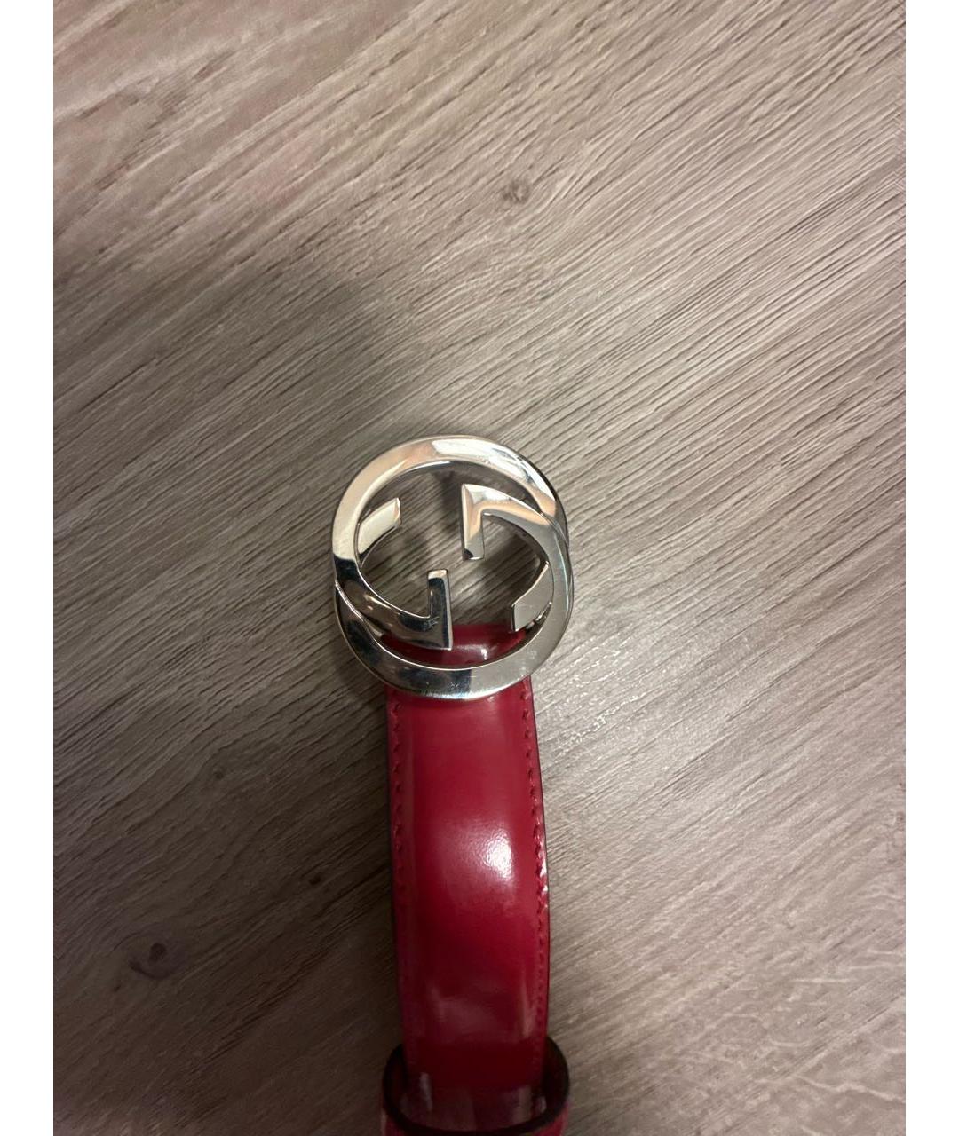 GUCCI Бордовый ремень из лакированной кожи, фото 2