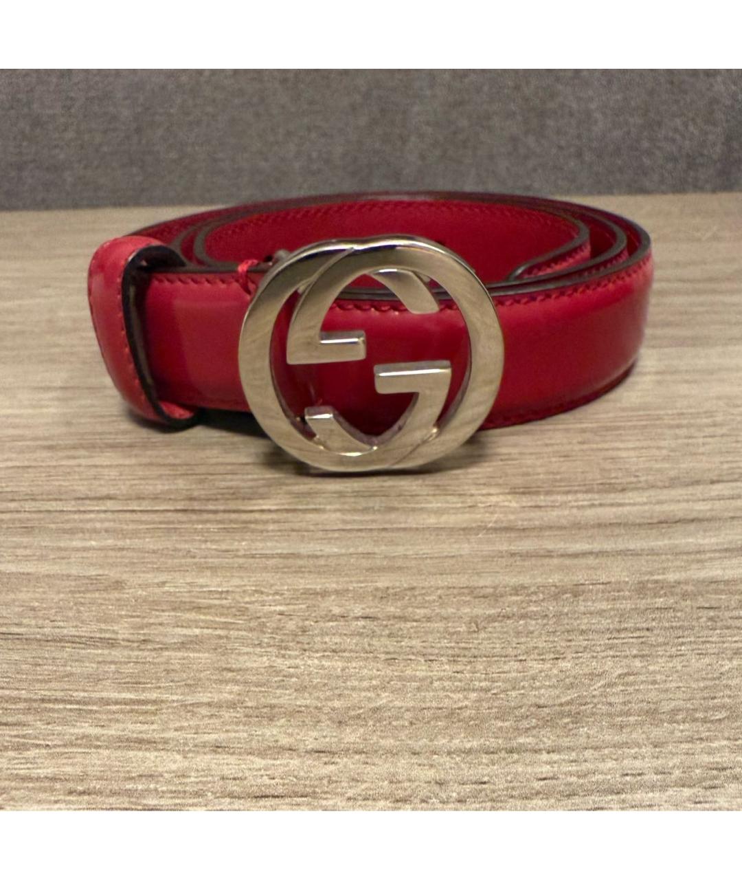 GUCCI Бордовый ремень из лакированной кожи, фото 5