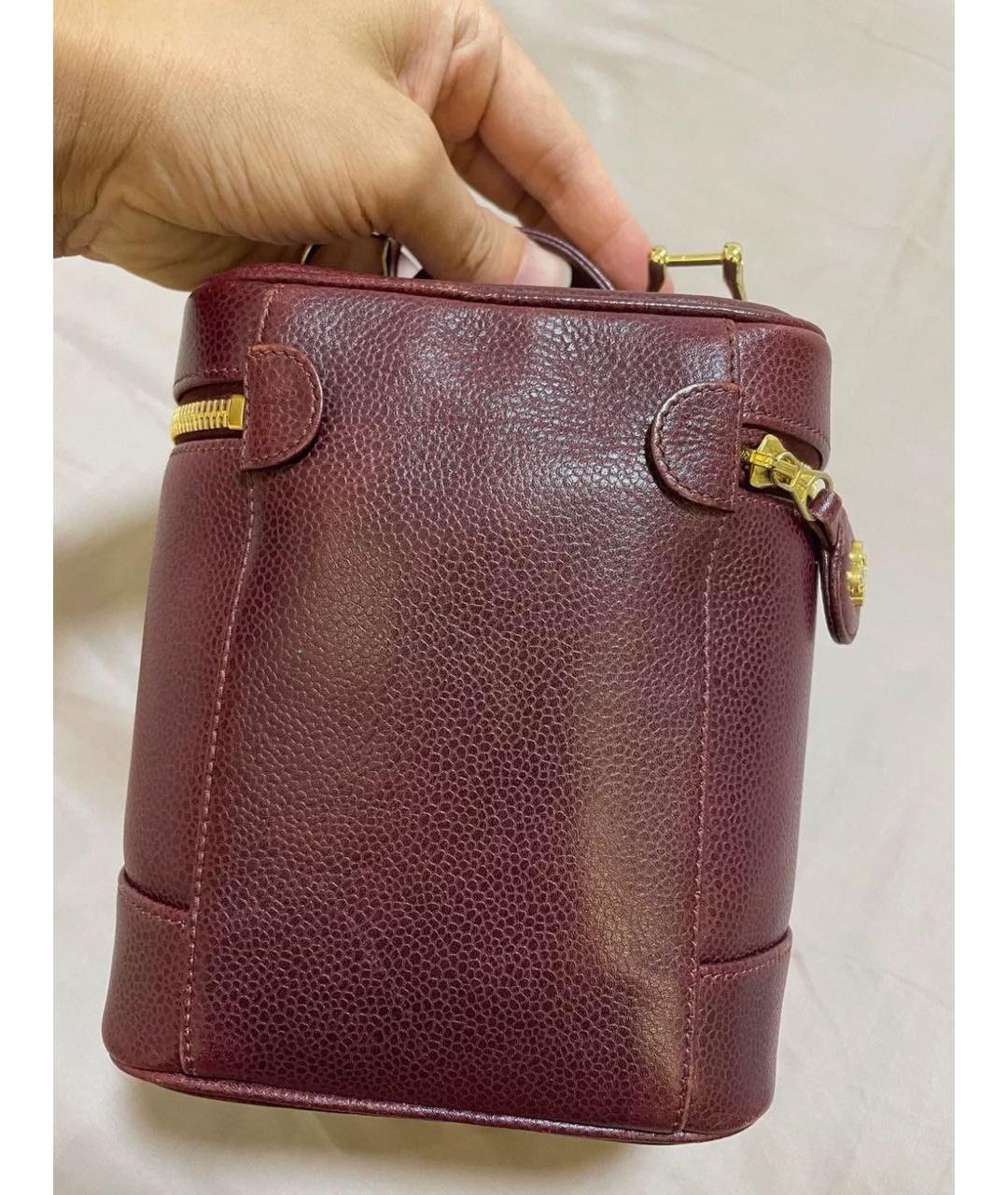 CHANEL Бордовая кожаная сумка через плечо, фото 3