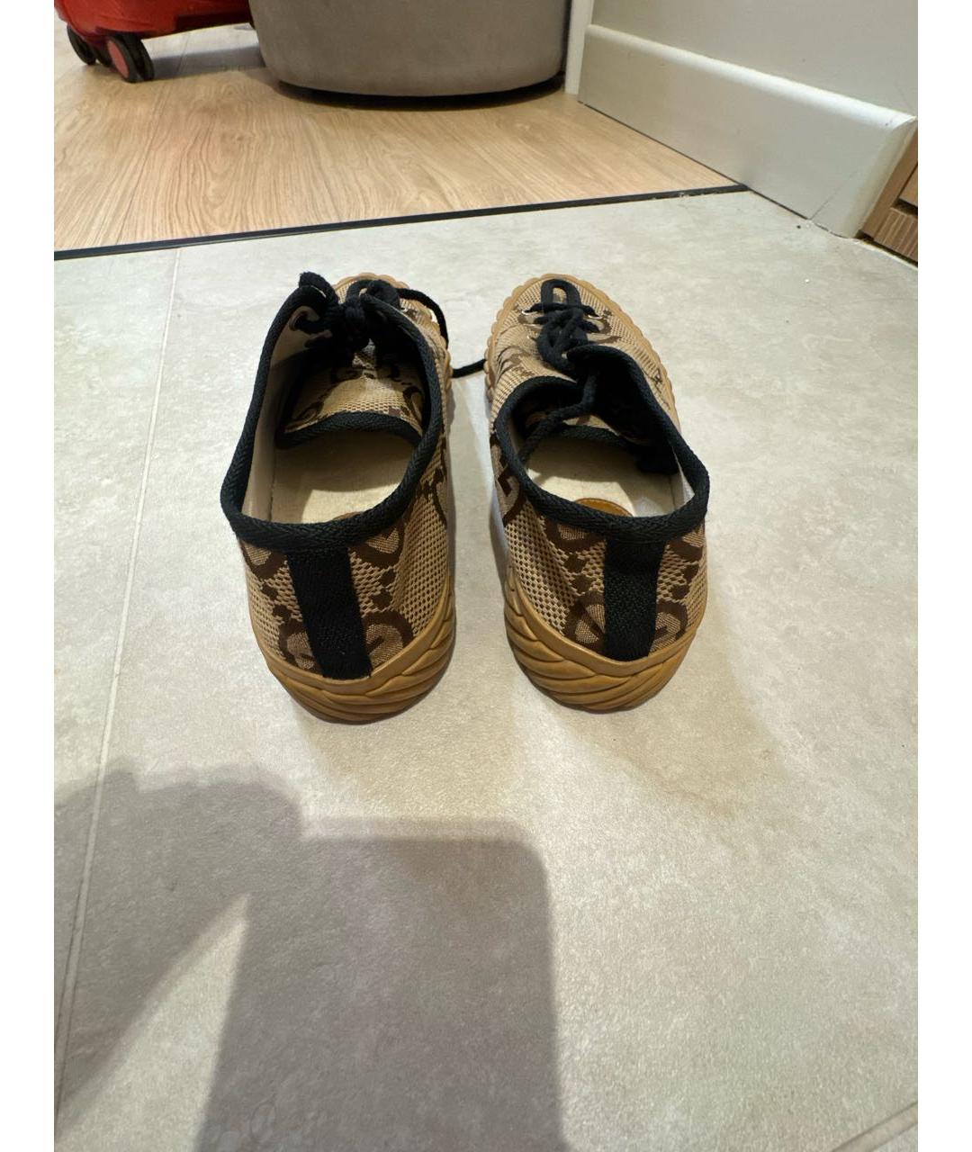 GUCCI Горчичные текстильные кеды, фото 4