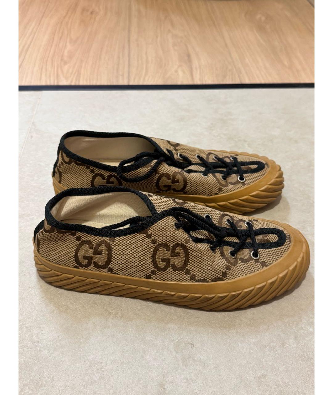 GUCCI Горчичные текстильные кеды, фото 7