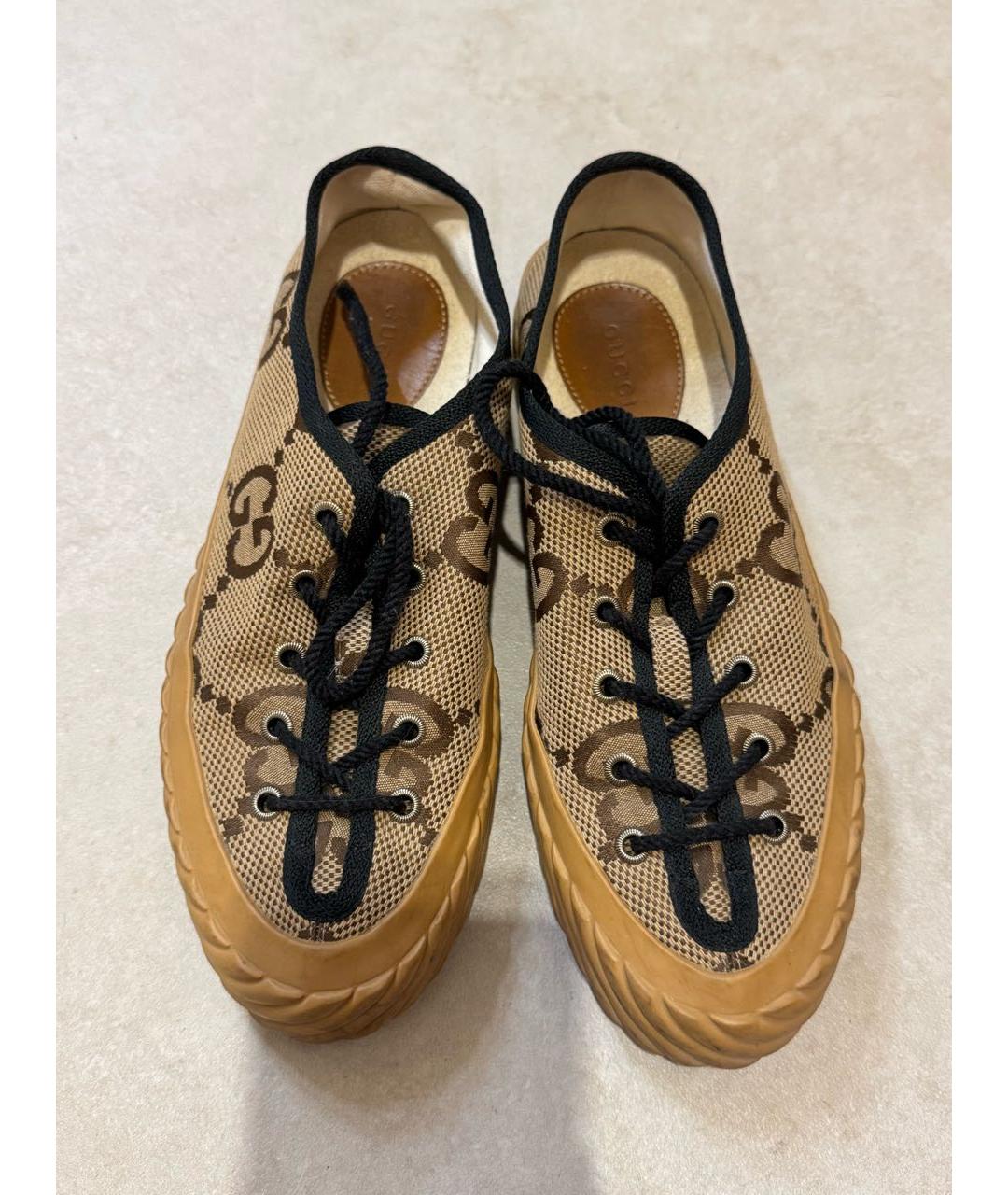 GUCCI Горчичные текстильные кеды, фото 2