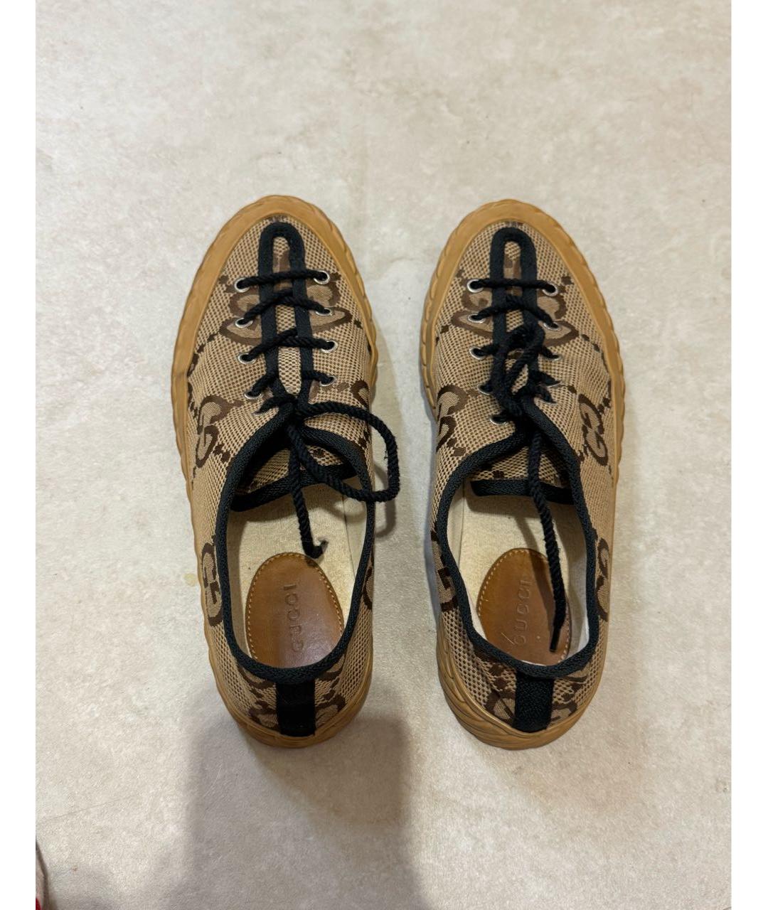 GUCCI Горчичные текстильные кеды, фото 3