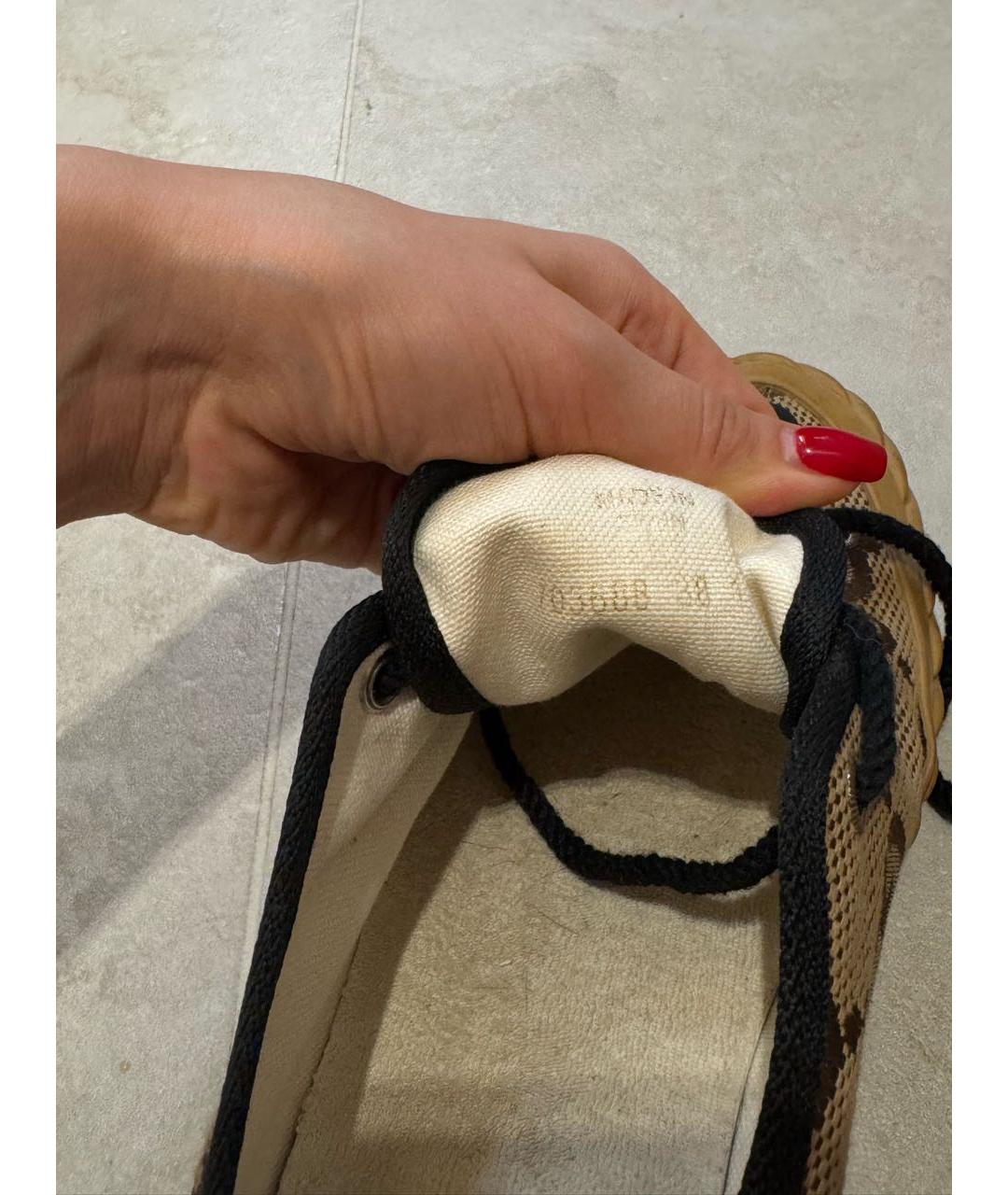 GUCCI Горчичные текстильные кеды, фото 5