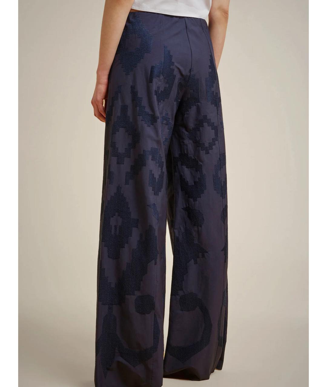 LIVIANA CONTI Темно-синие хлопковые прямые брюки, фото 3