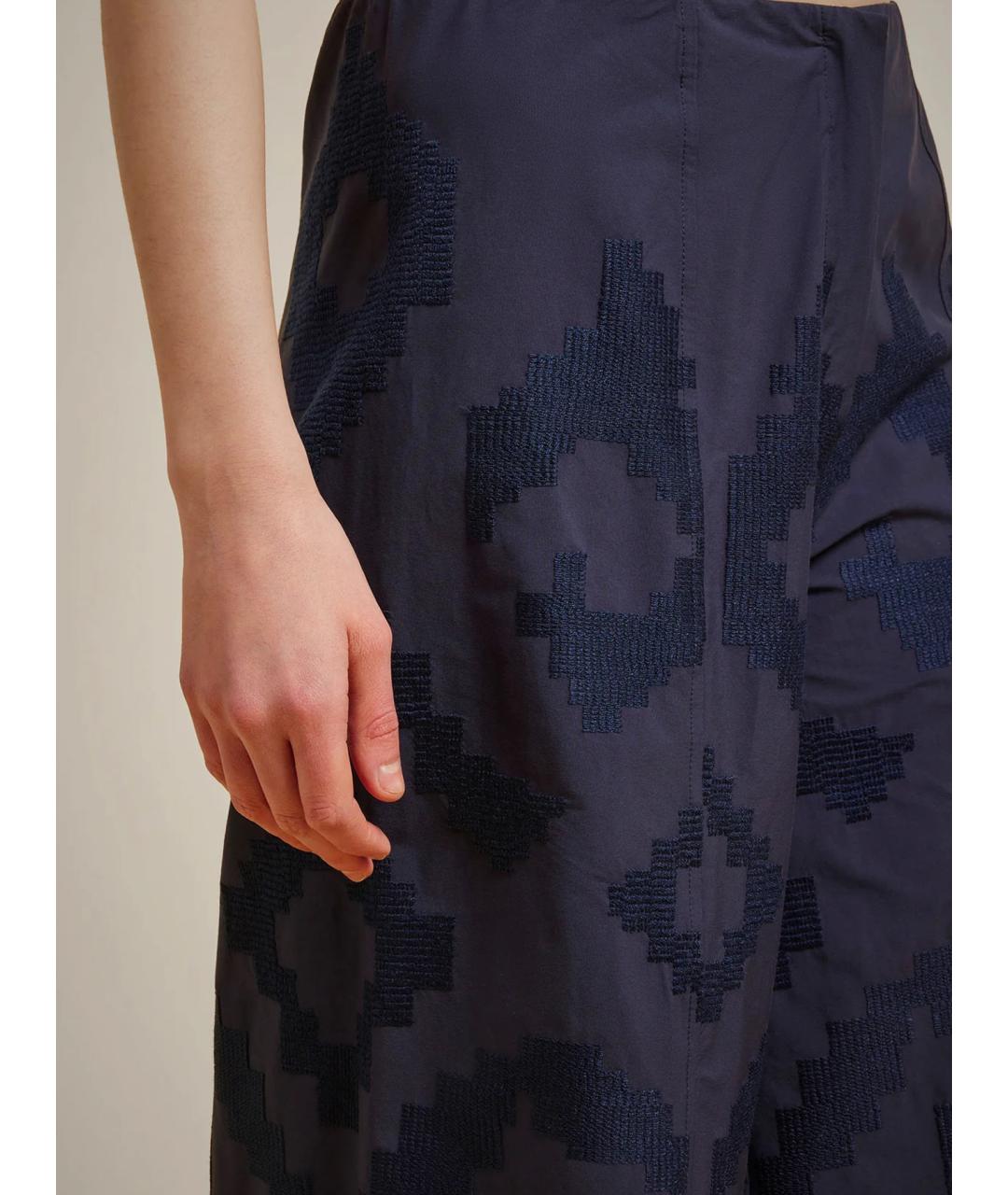 LIVIANA CONTI Темно-синие хлопковые прямые брюки, фото 2