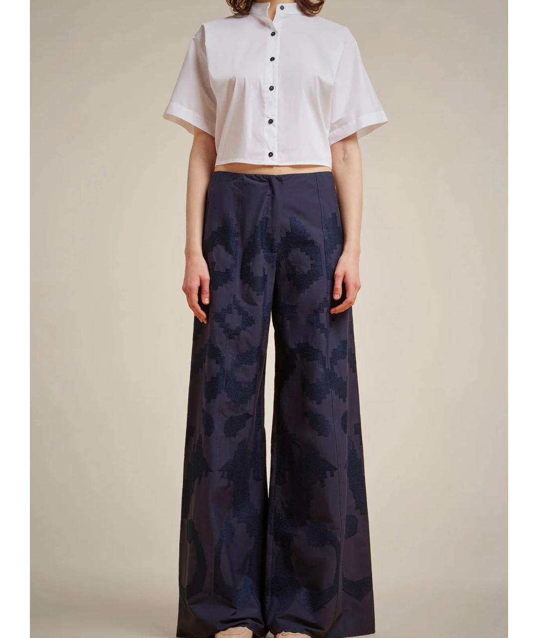 LIVIANA CONTI Темно-синие хлопковые прямые брюки, фото 4