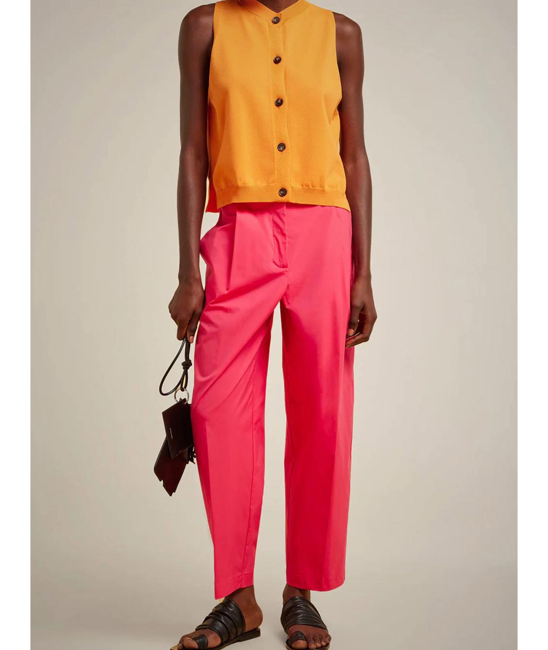 LIVIANA CONTI Розовые хлопковые прямые брюки, фото 2