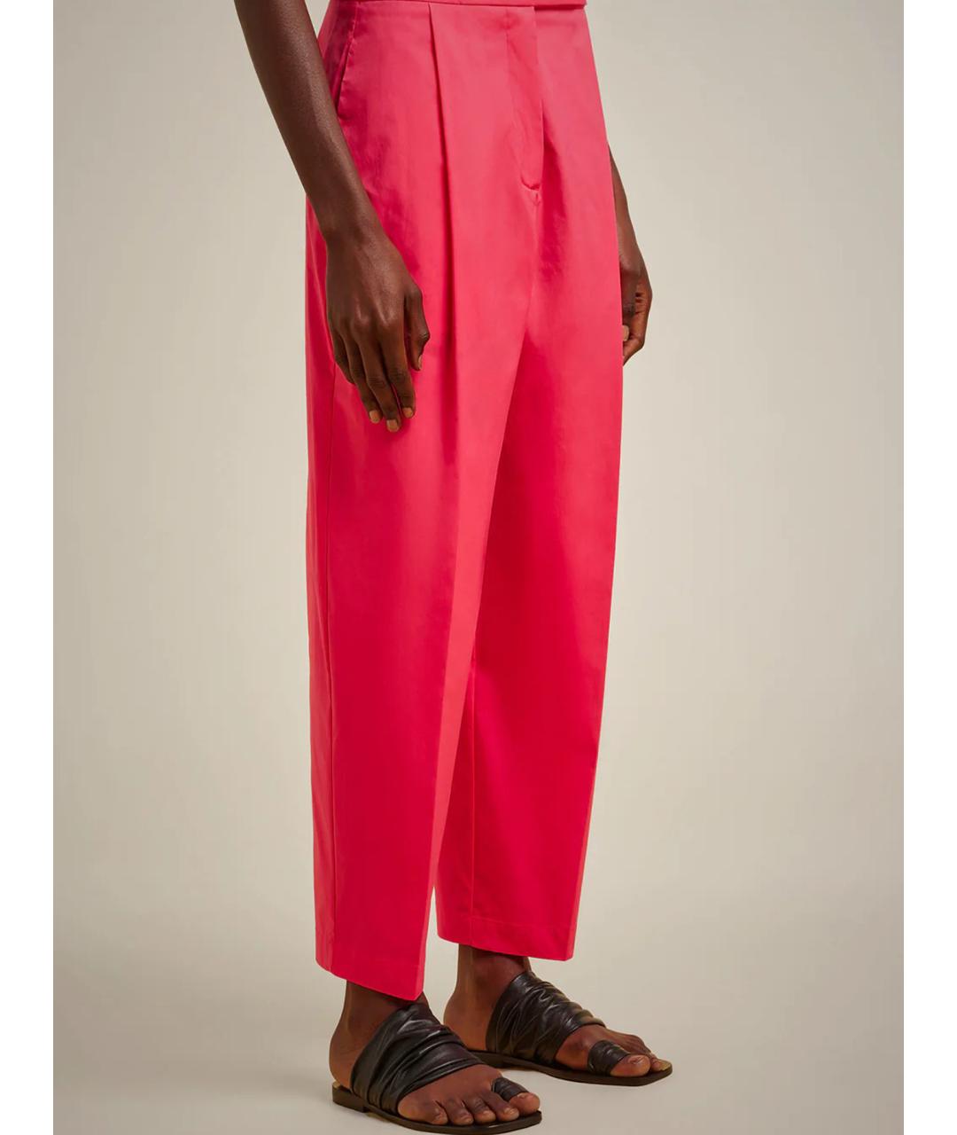 LIVIANA CONTI Розовые хлопковые прямые брюки, фото 3