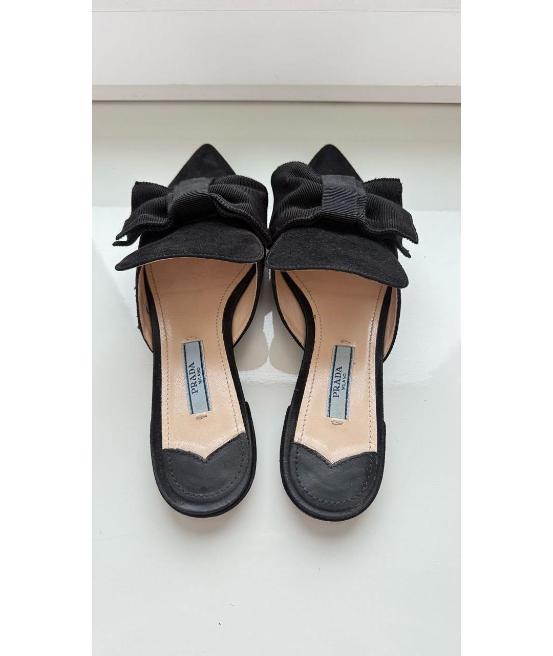 PRADA Черные замшевые мюли, фото 4