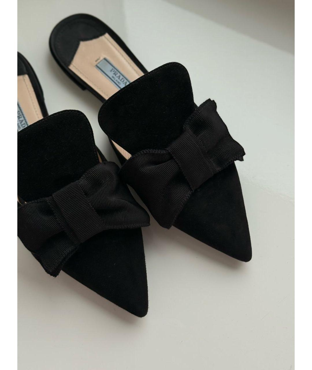 PRADA Черные замшевые мюли, фото 5