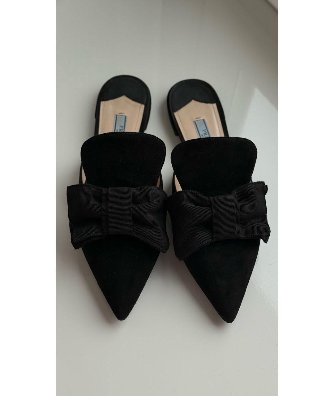 PRADA Черные замшевые мюли, фото 2