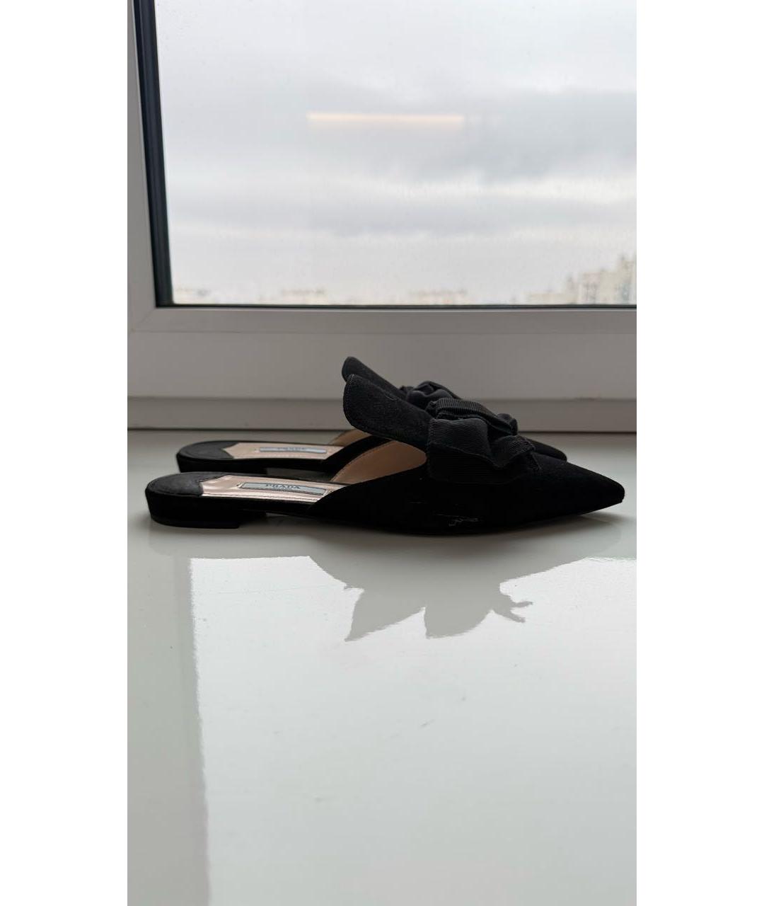 PRADA Черные замшевые мюли, фото 7