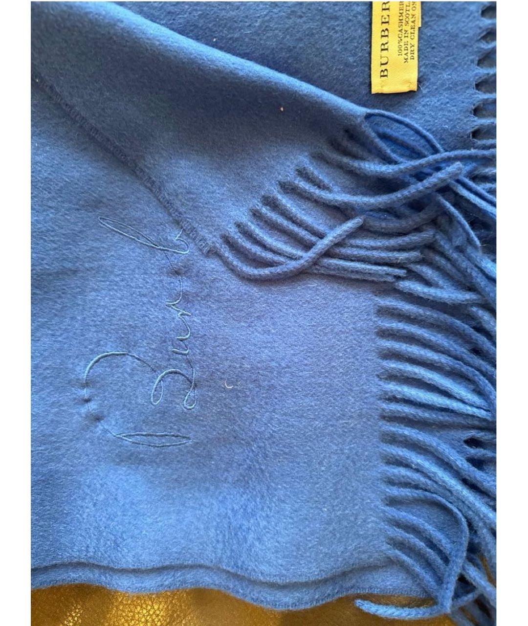 BURBERRY Синий кашемировый шарф, фото 2