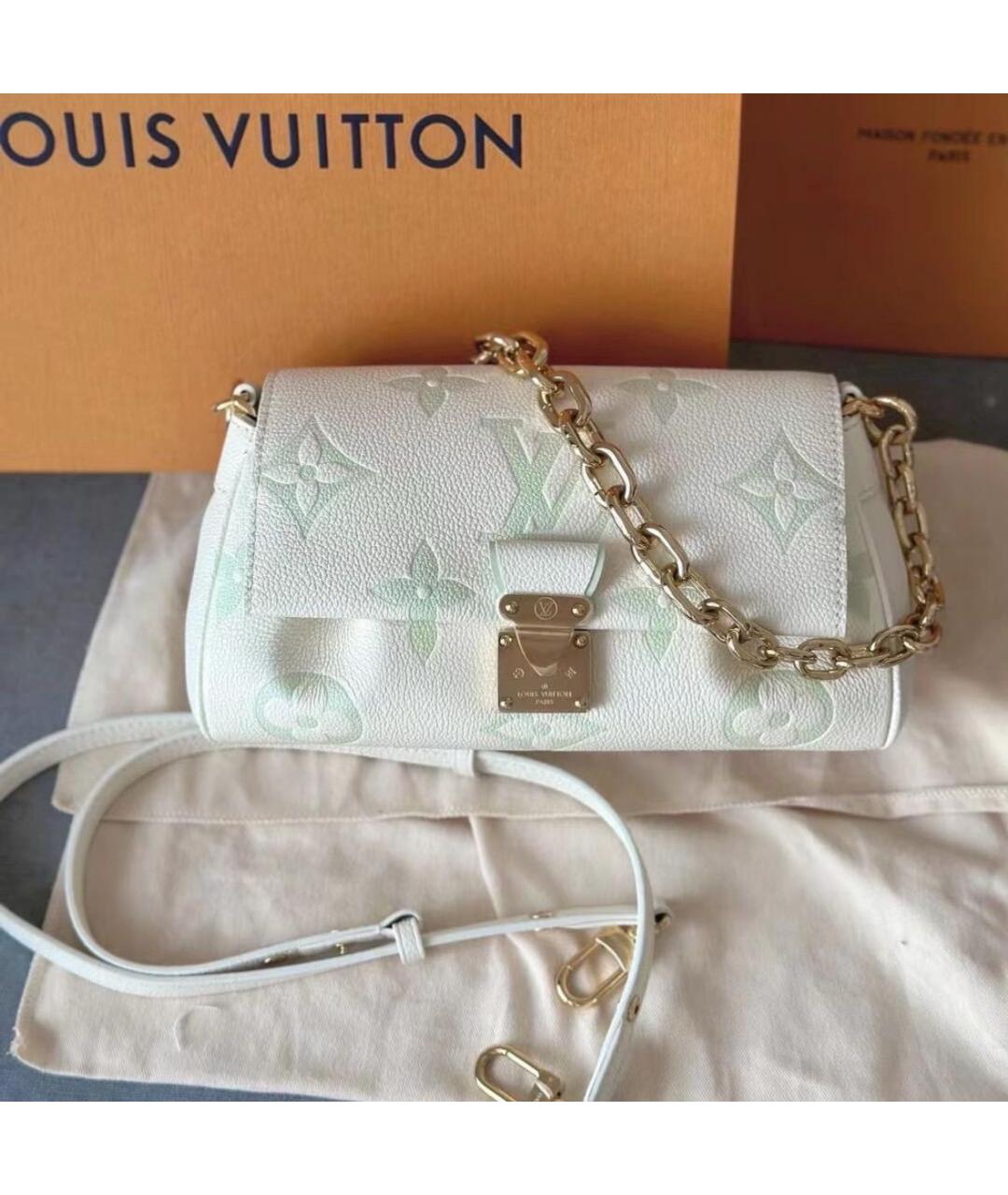LOUIS VUITTON Белая кожаная сумка через плечо, фото 4
