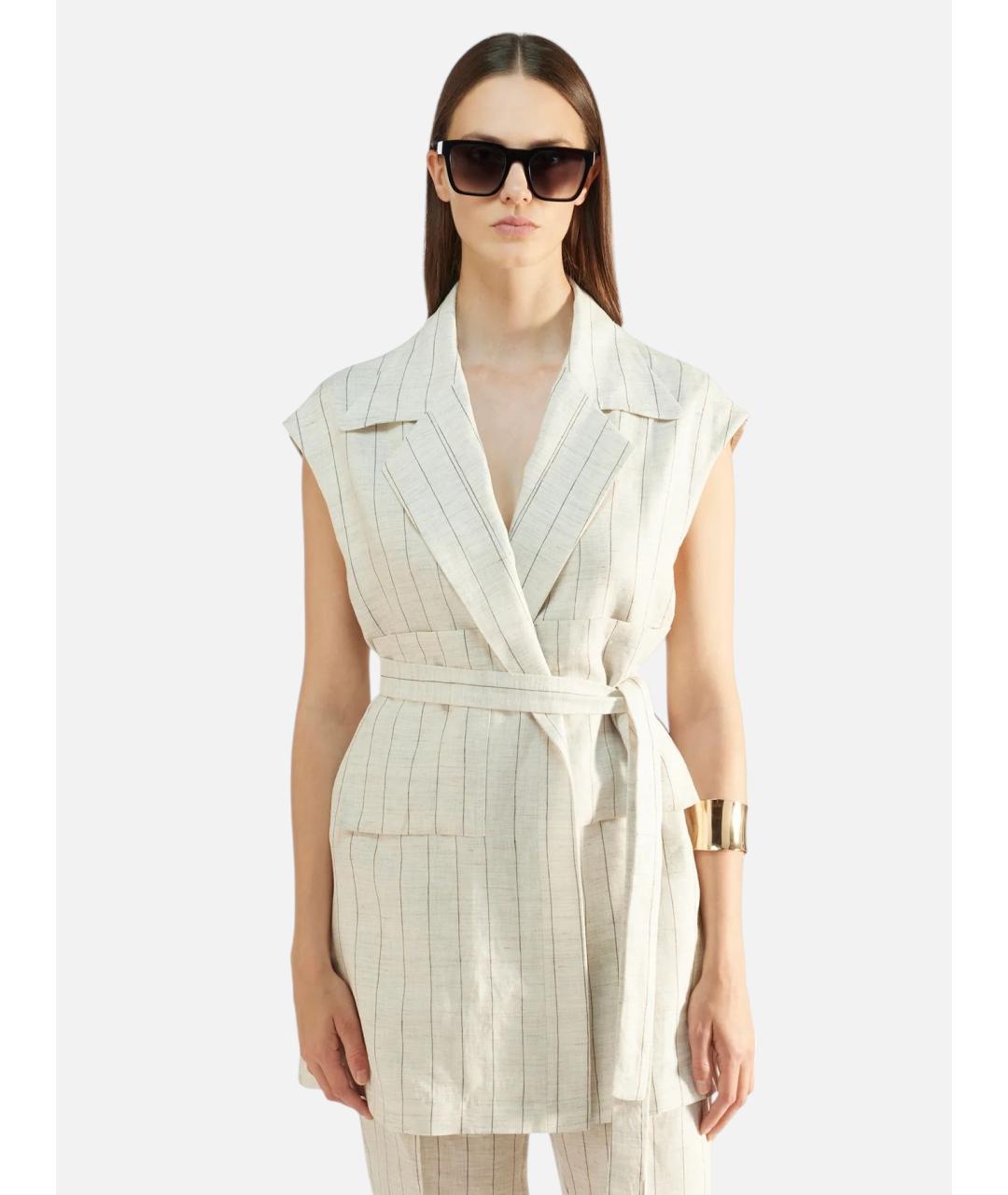 LIVIANA CONTI Белый льняной жилет, фото 7