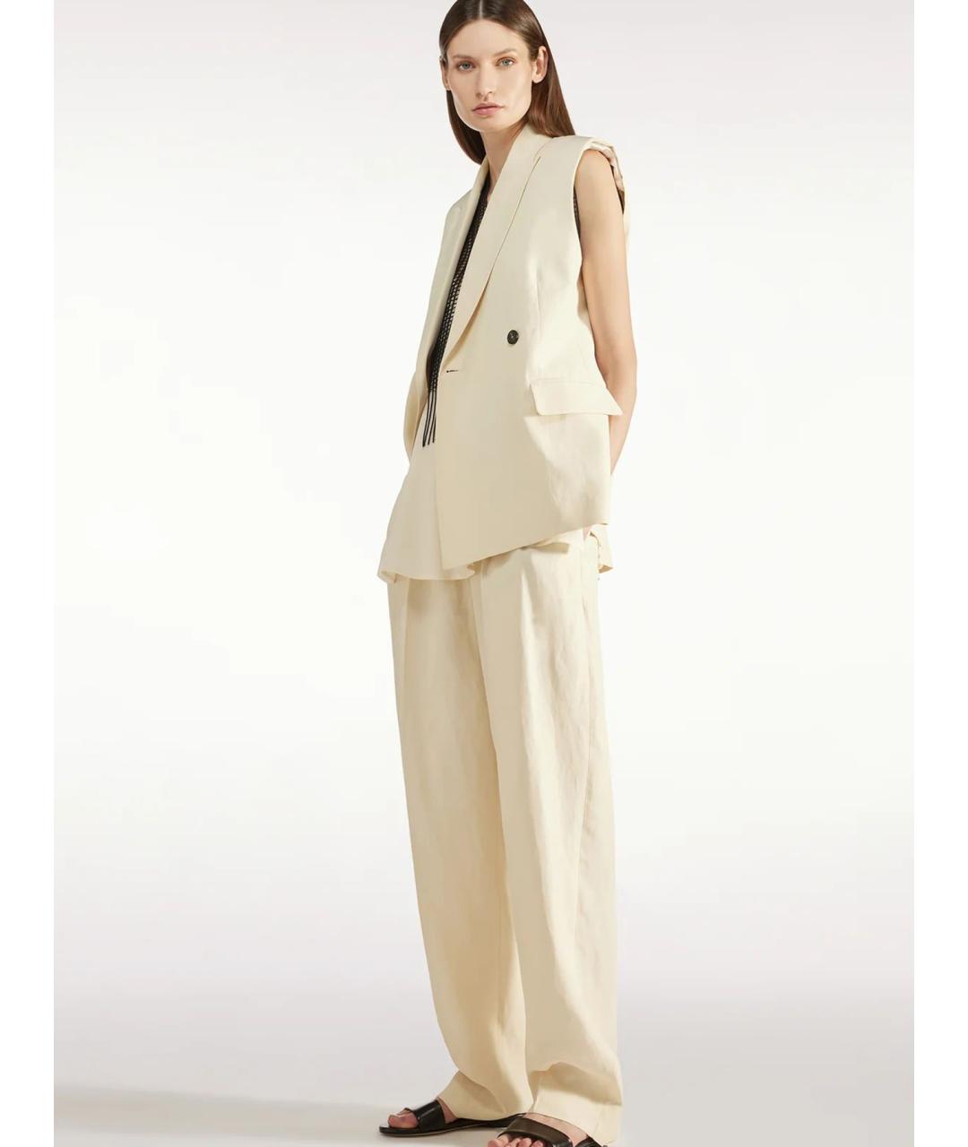 LIVIANA CONTI Бежевые вискозные прямые брюки, фото 3