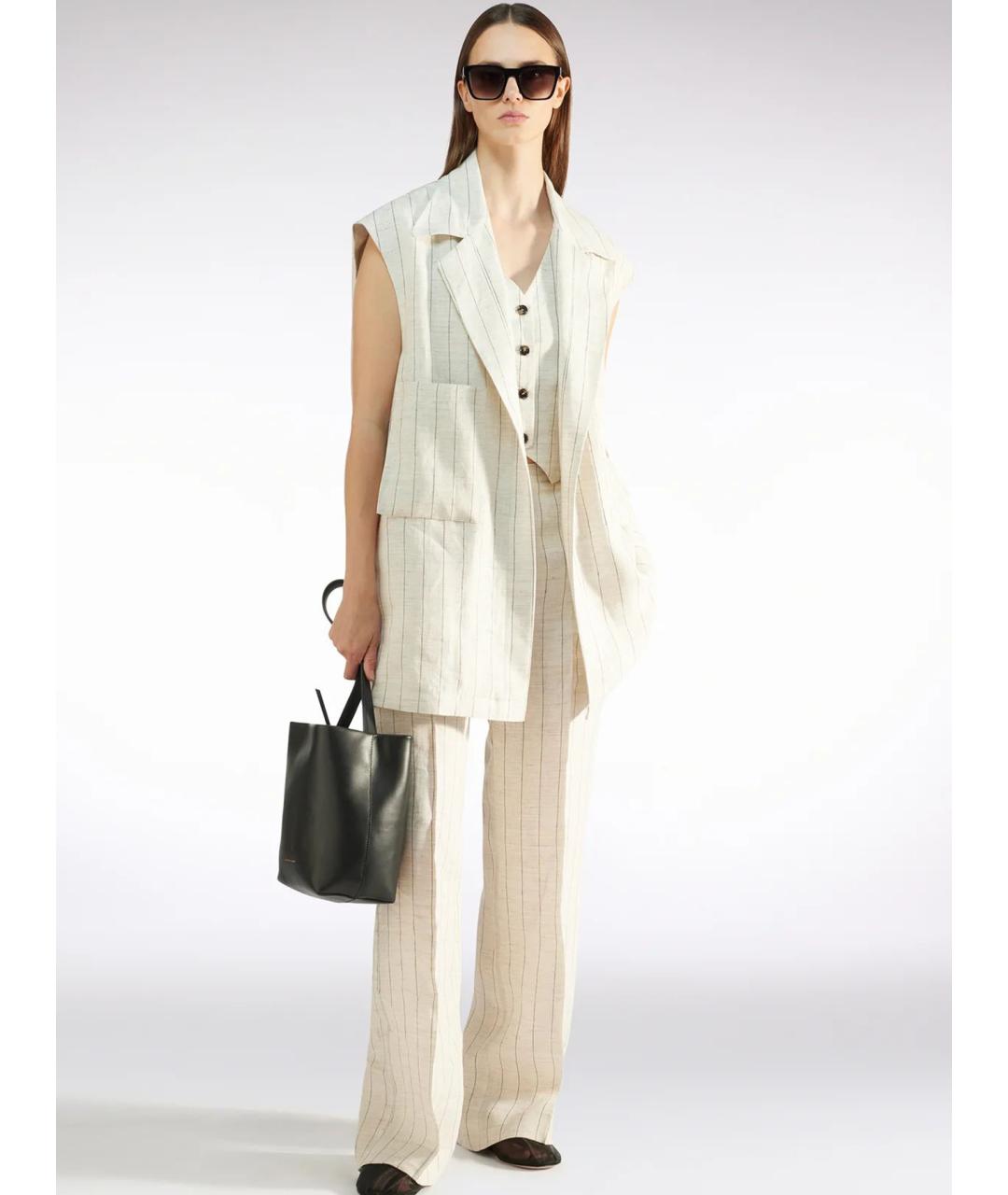 LIVIANA CONTI Белые льняные брюки широкие, фото 3