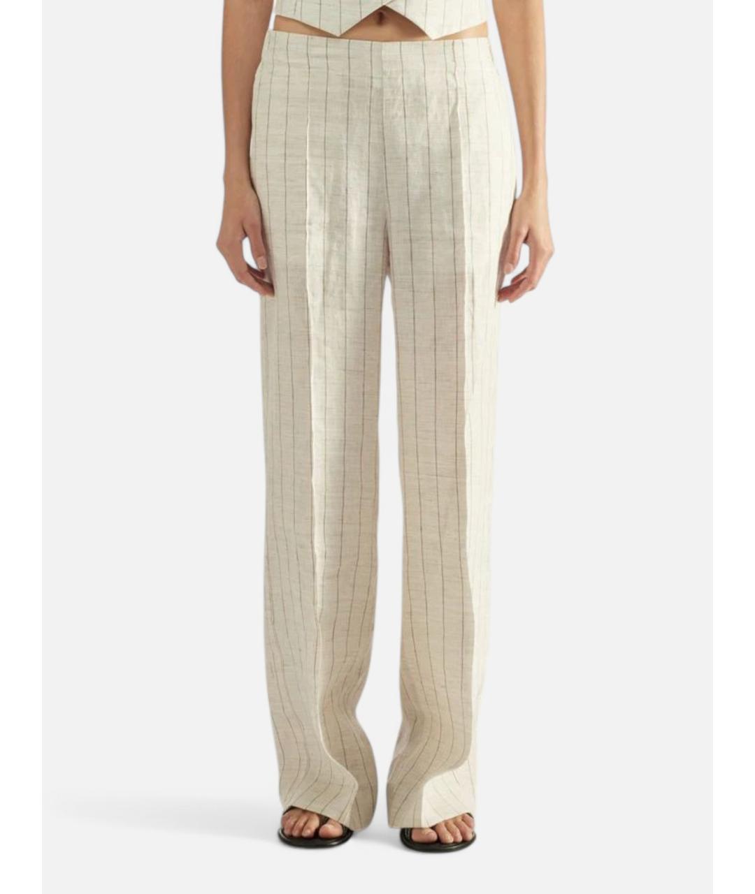 LIVIANA CONTI Белые льняные брюки широкие, фото 7