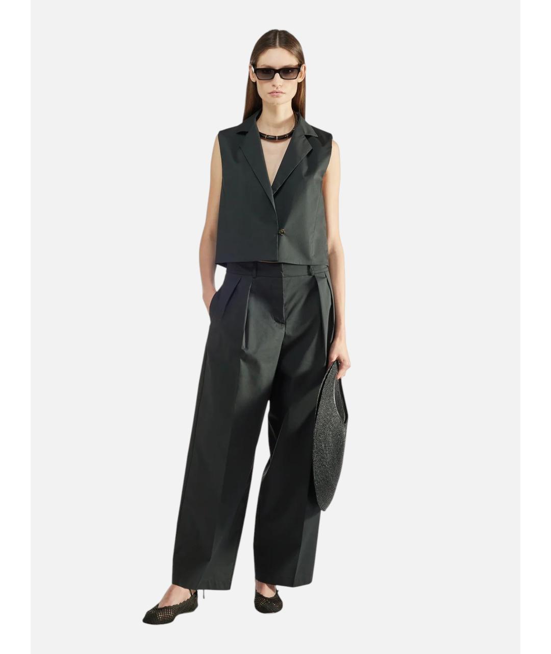 LIVIANA CONTI Черные хлопковые брюки широкие, фото 4