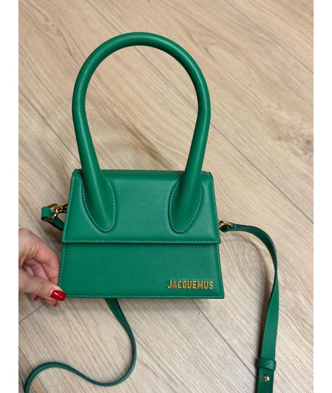 JACQUEMUS Зеленая кожаная сумка через плечо, фото 5