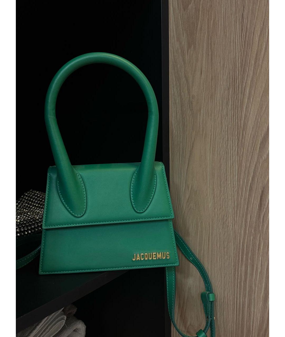 JACQUEMUS Зеленая кожаная сумка через плечо, фото 7