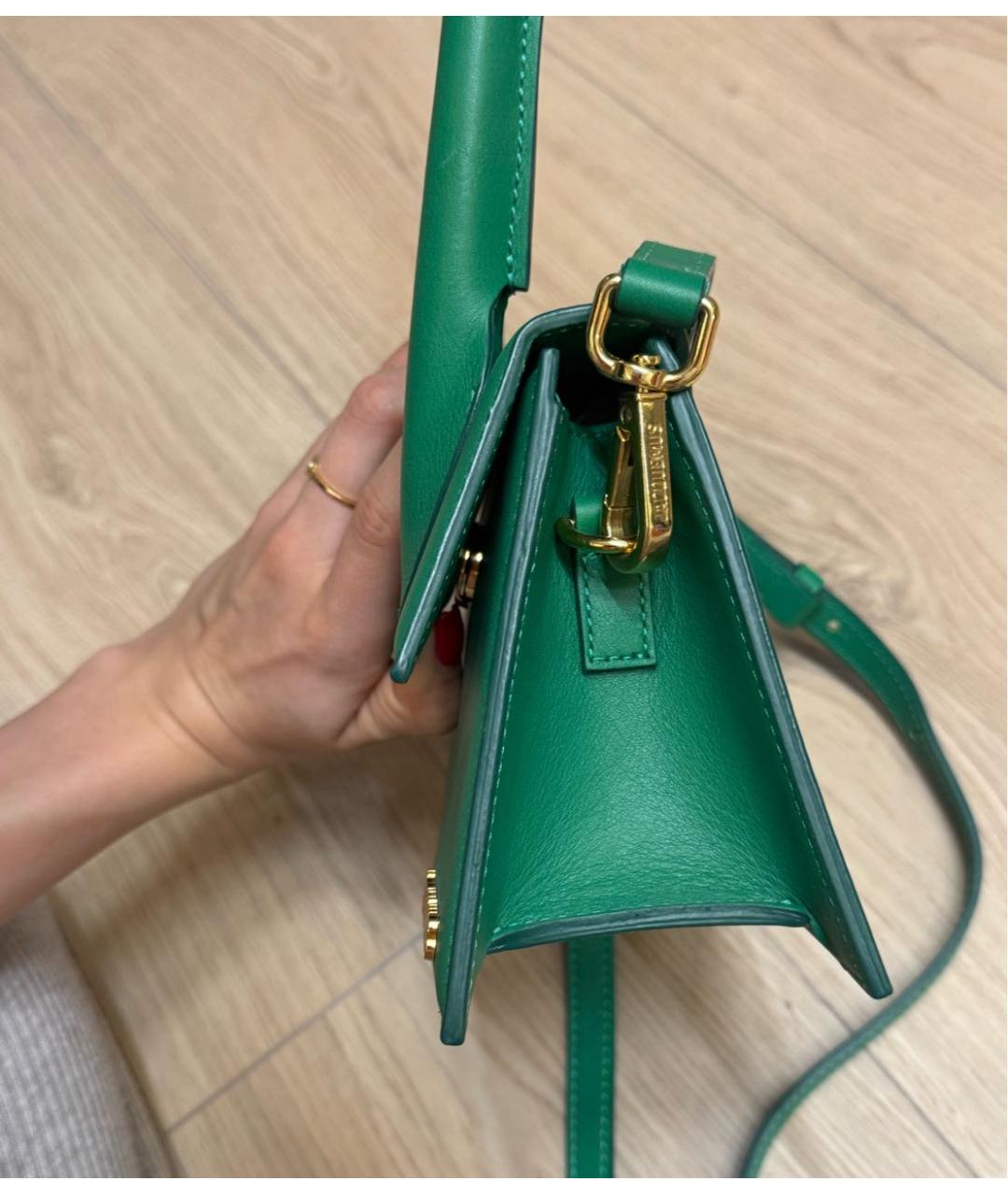 JACQUEMUS Зеленая кожаная сумка через плечо, фото 2