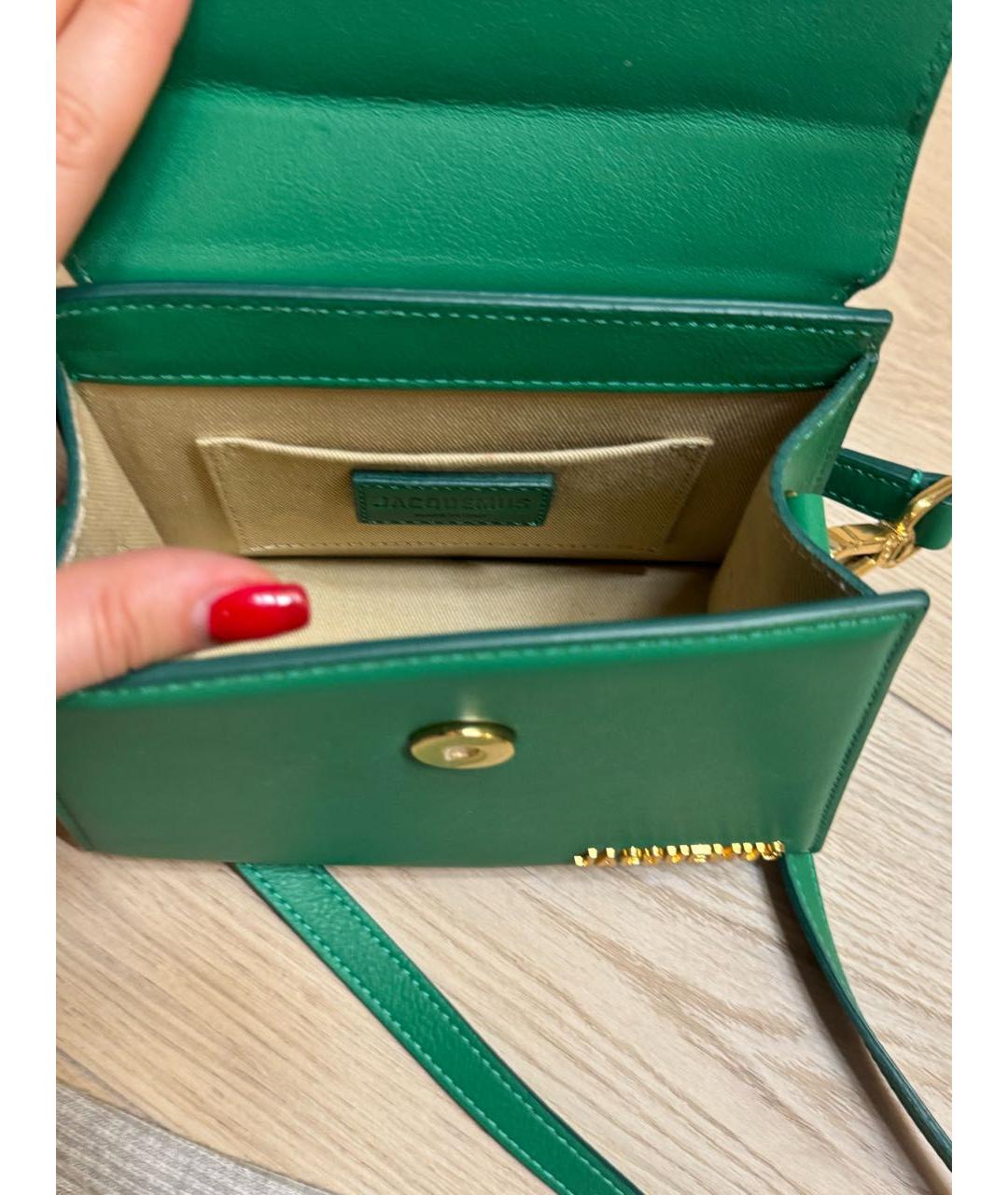 JACQUEMUS Зеленая кожаная сумка через плечо, фото 4