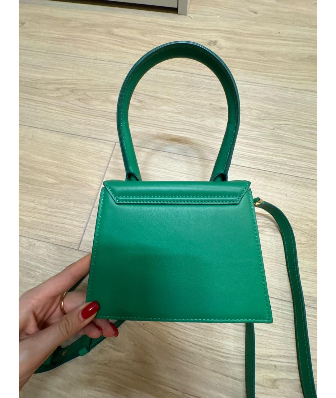 JACQUEMUS Зеленая кожаная сумка через плечо, фото 3