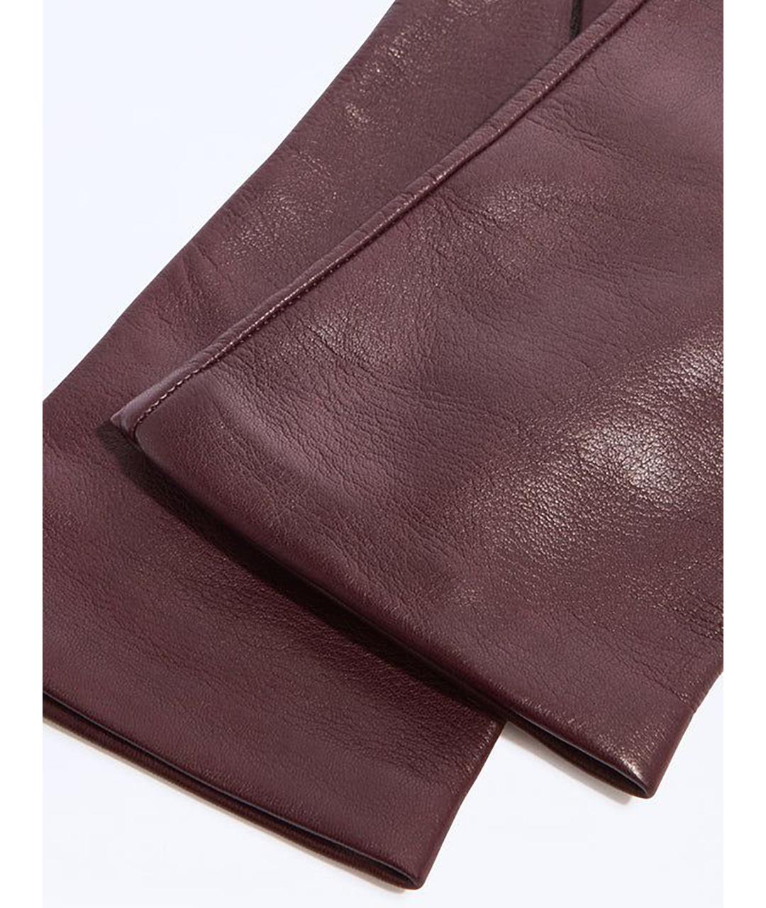 LIVIANA CONTI Бордовые кожаные перчатки, фото 3