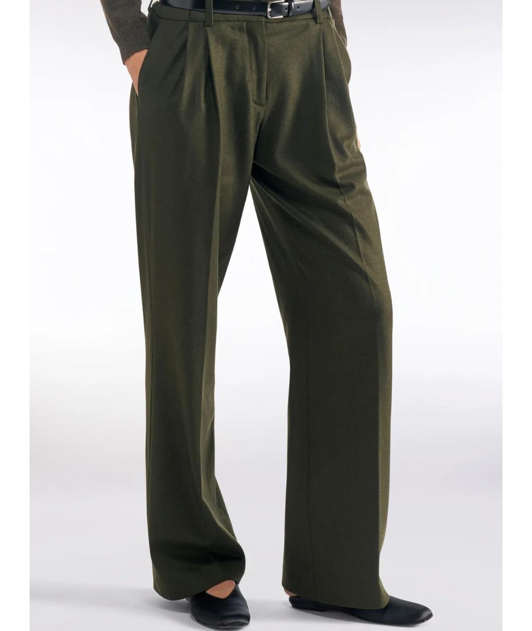 LIVIANA CONTI Зеленые кашемировые прямые брюки, фото 4