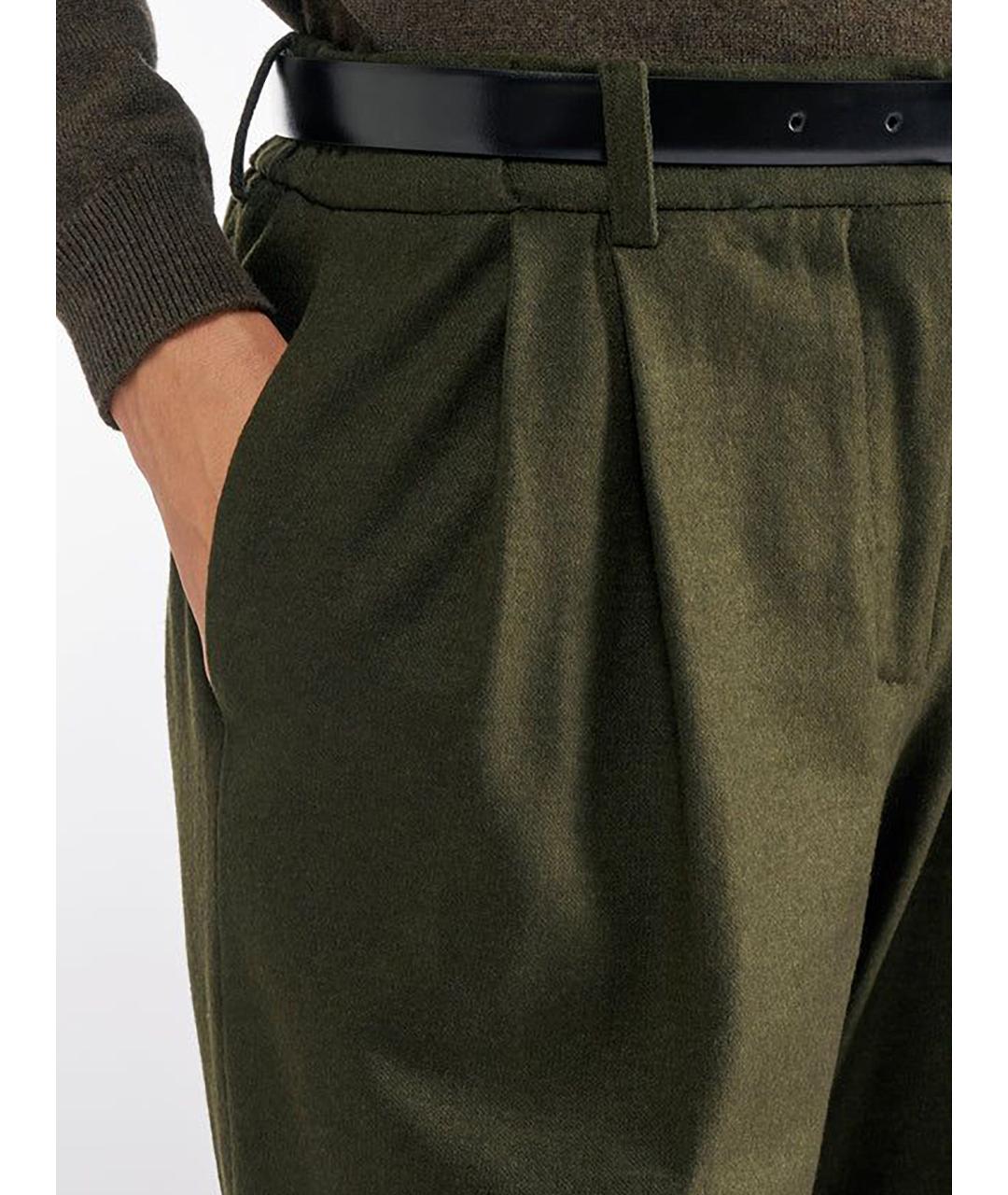 LIVIANA CONTI Зеленые кашемировые прямые брюки, фото 3