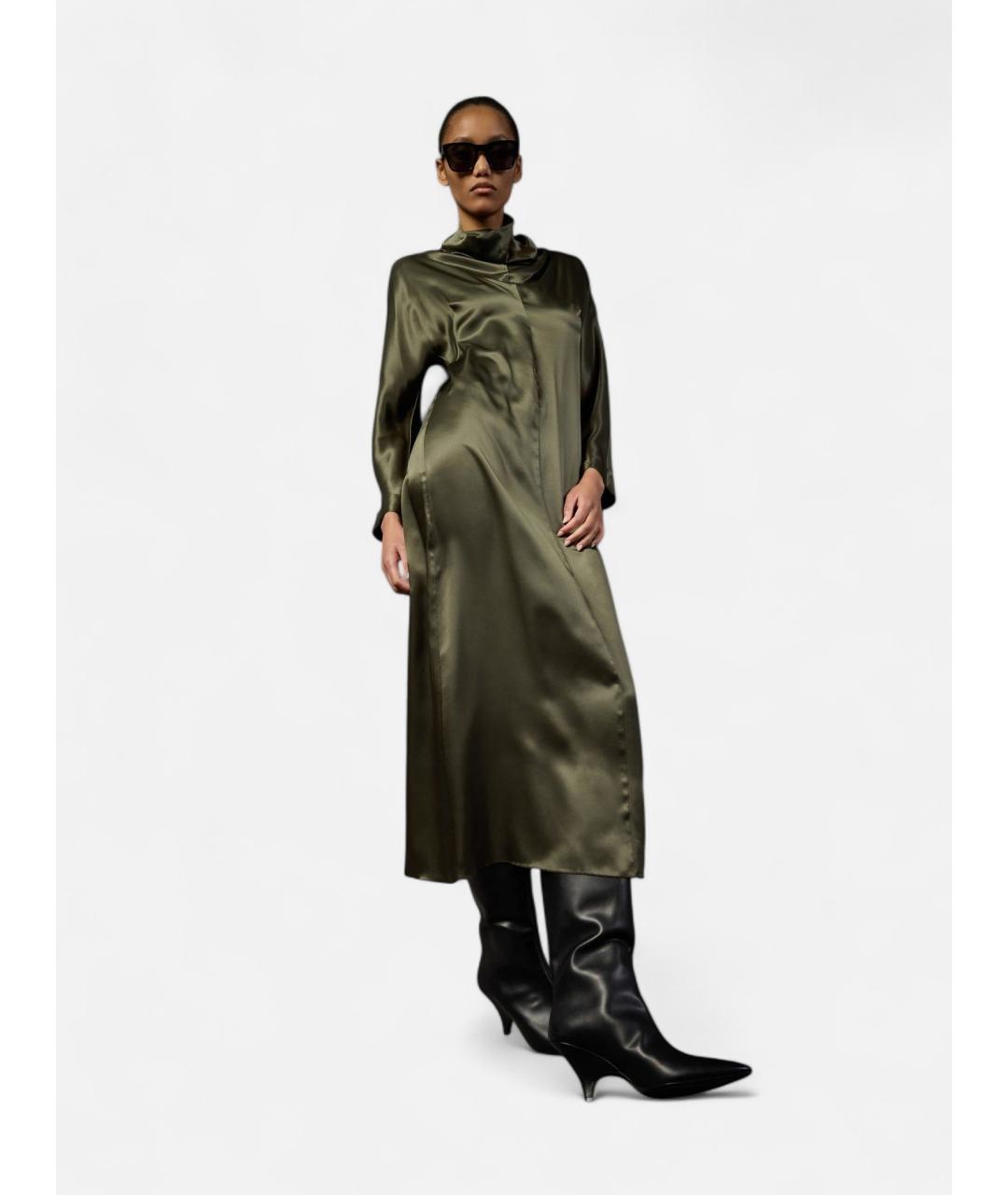 LIVIANA CONTI Зеленые шелковое платье, фото 5