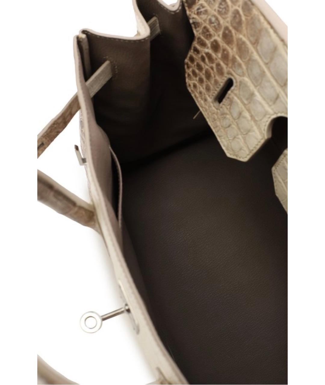 HERMES Бежевая сумка с короткими ручками из экзотической кожи, фото 4