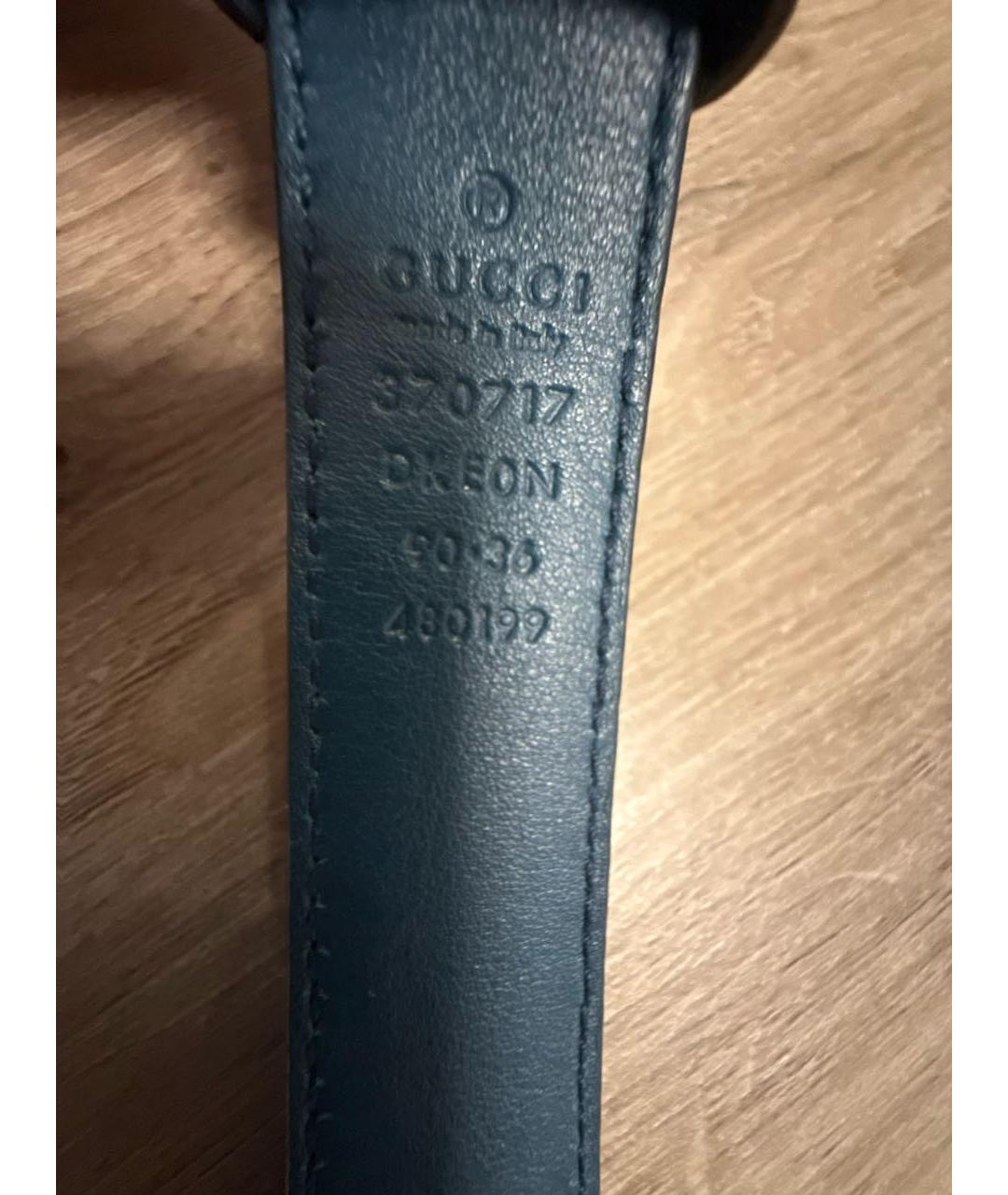 GUCCI Темно-синий ремень из лакированной кожи, фото 3