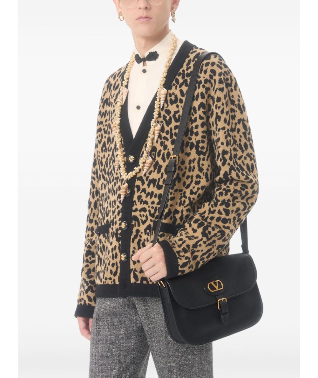 VALENTINO Черная кожаная сумка на плечо, фото 4